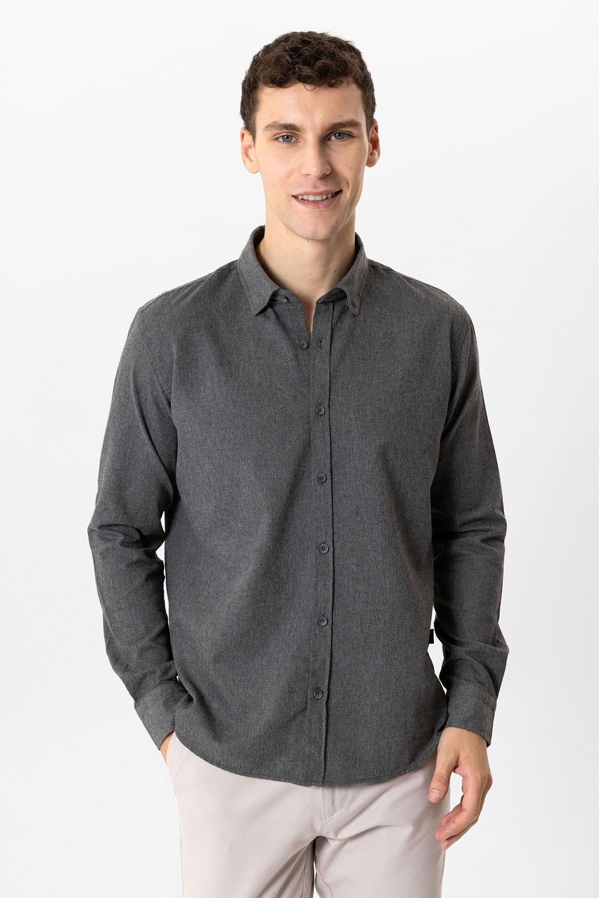 Koyu Gri Slim Fit Gömlek