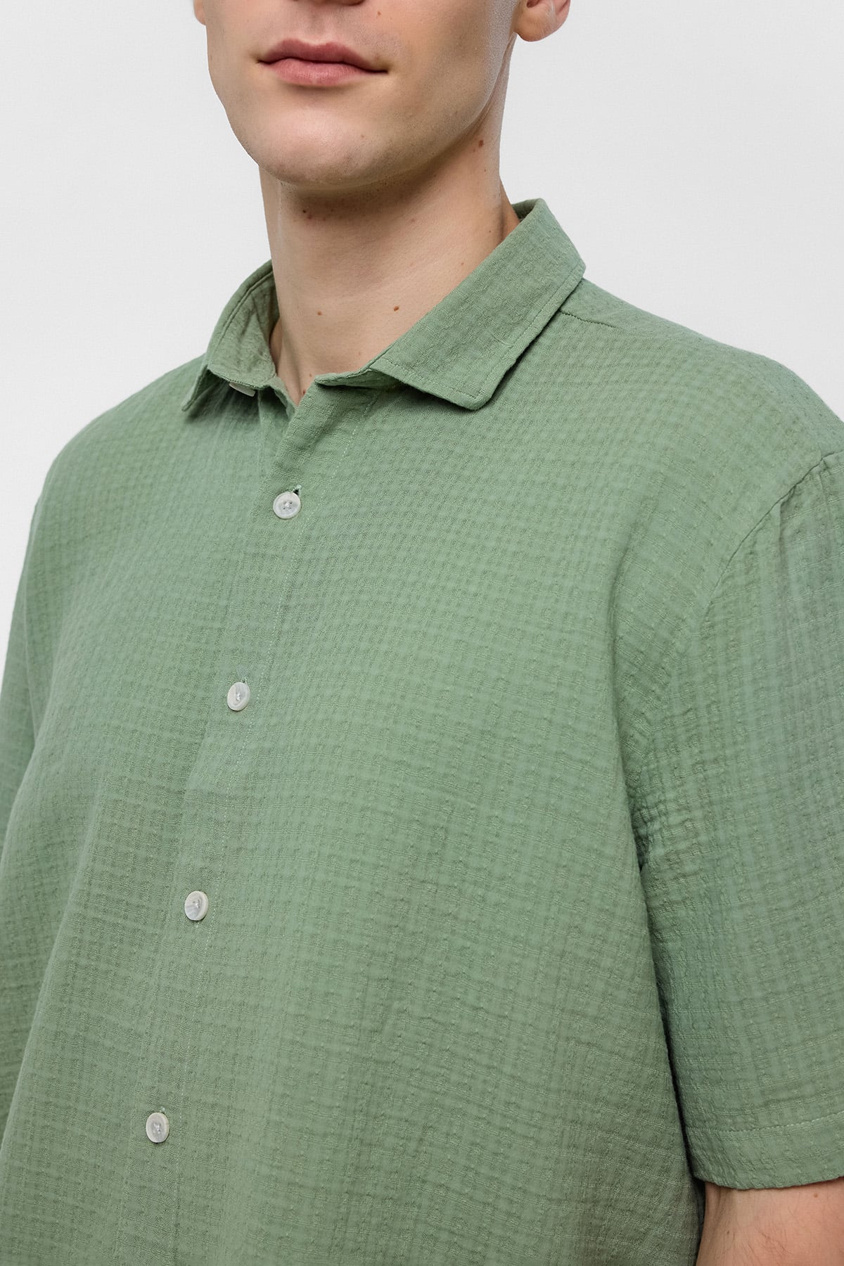 Adaçayı Regular Fit %100 Pamuk Kısa Kollu Gömlek