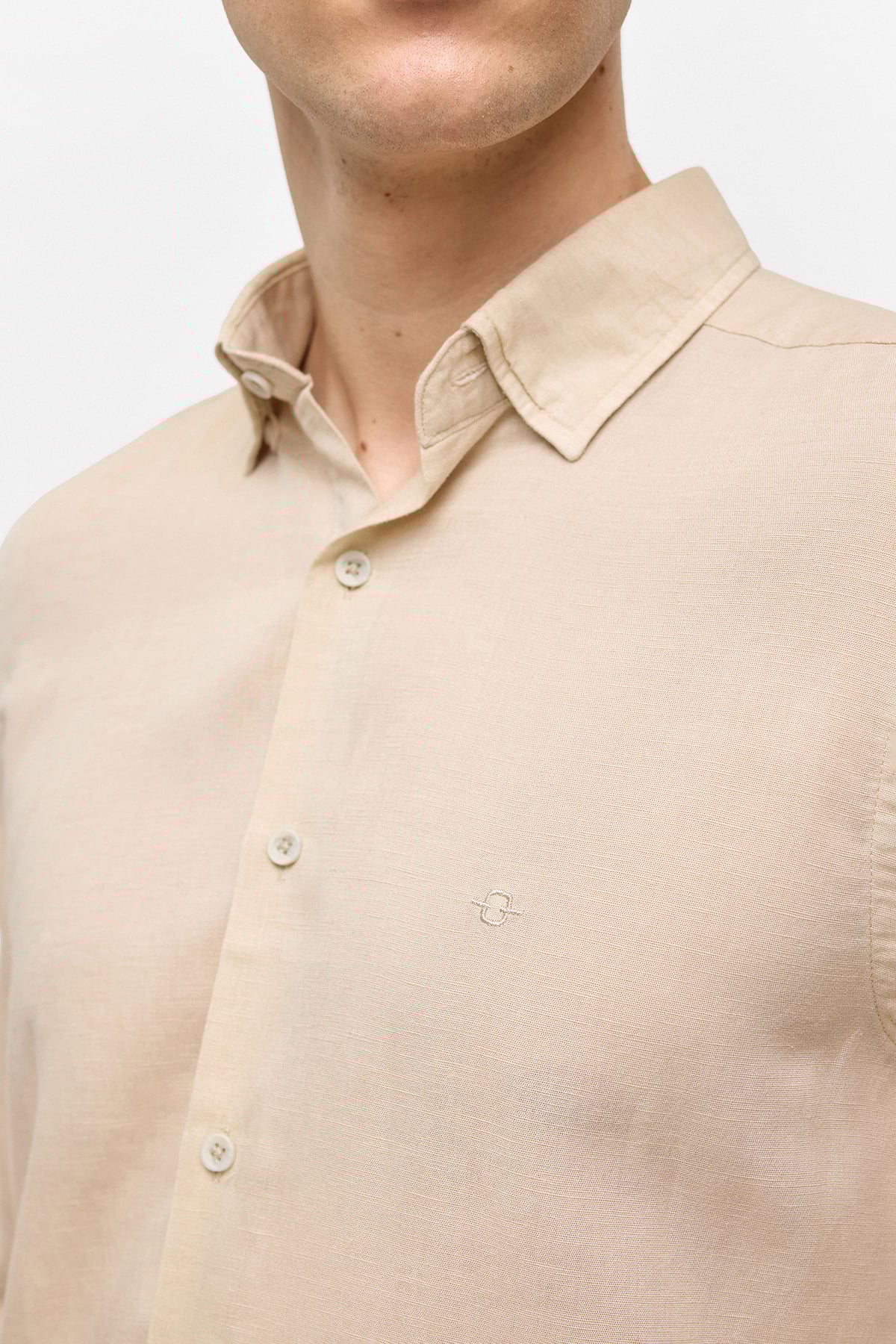 Vizon Uzun Kollu Dokuma Gömlek