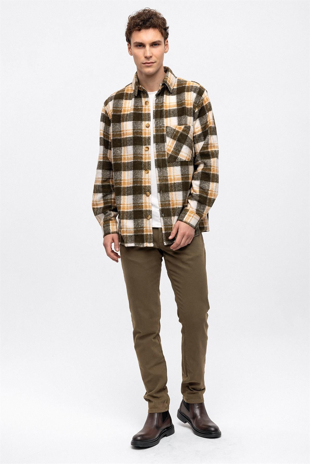 Haki Oversize Fit Oduncu Gömlek