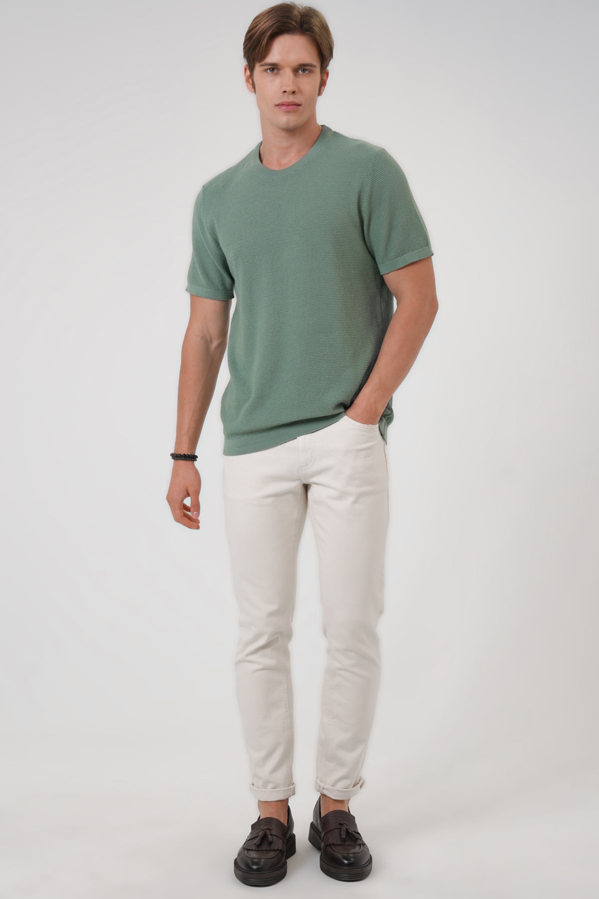 Adaçayı Regular Fit %100 Pamuk Bisiklet Yaka Tişört