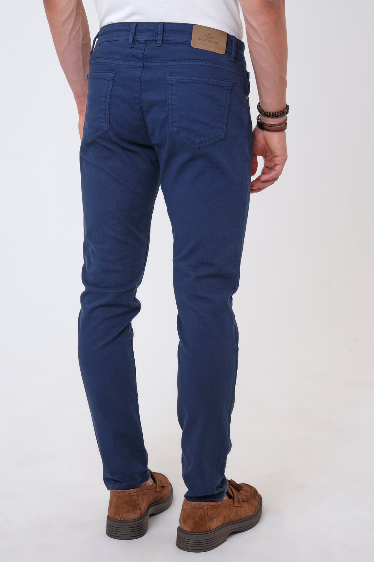 Lacivert Slim Fit 5 Cepli Pamuklu Denim Pantolon