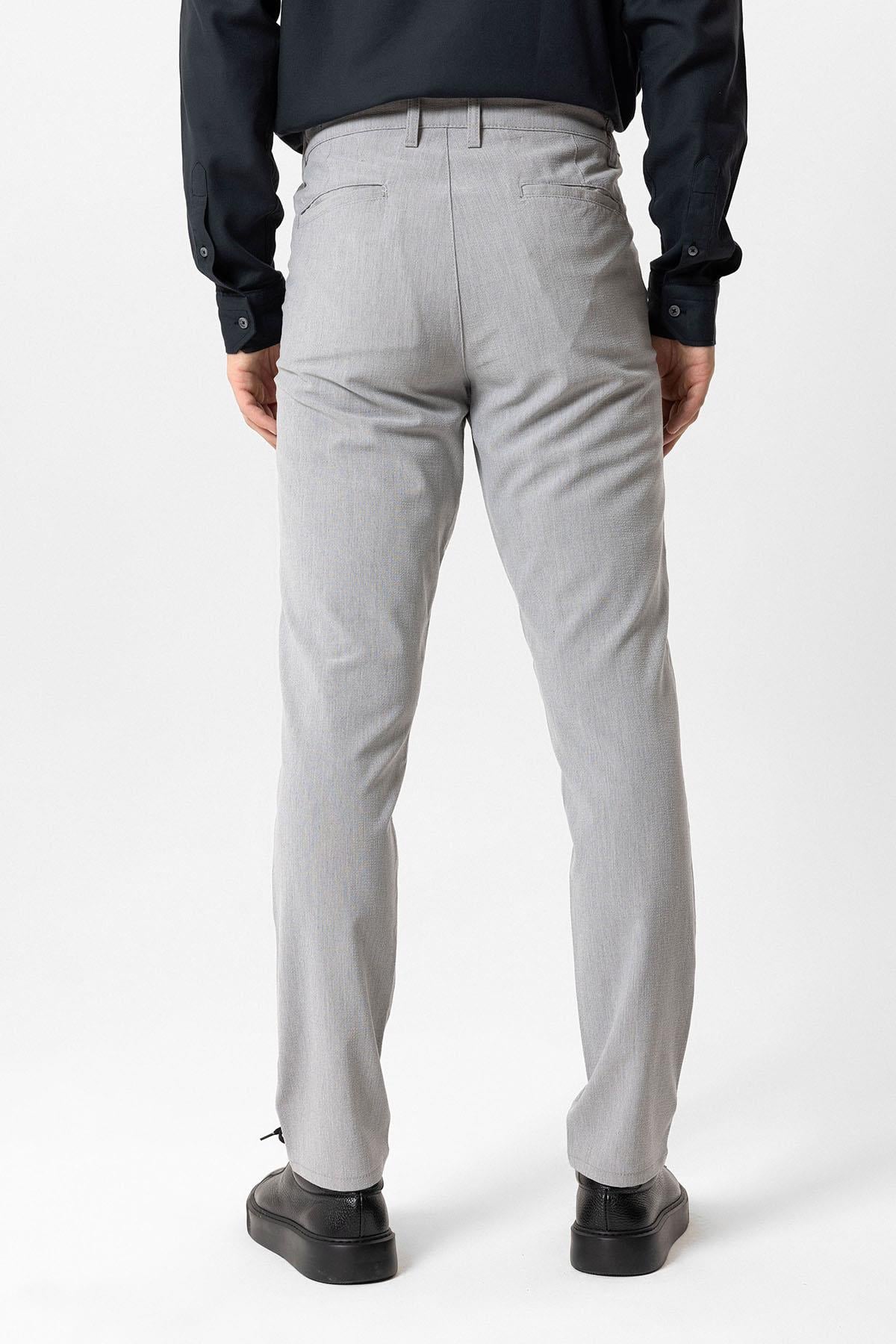 Açık Gri Regular Fit Beli Lastikli Yan Cep Casual Pantolon