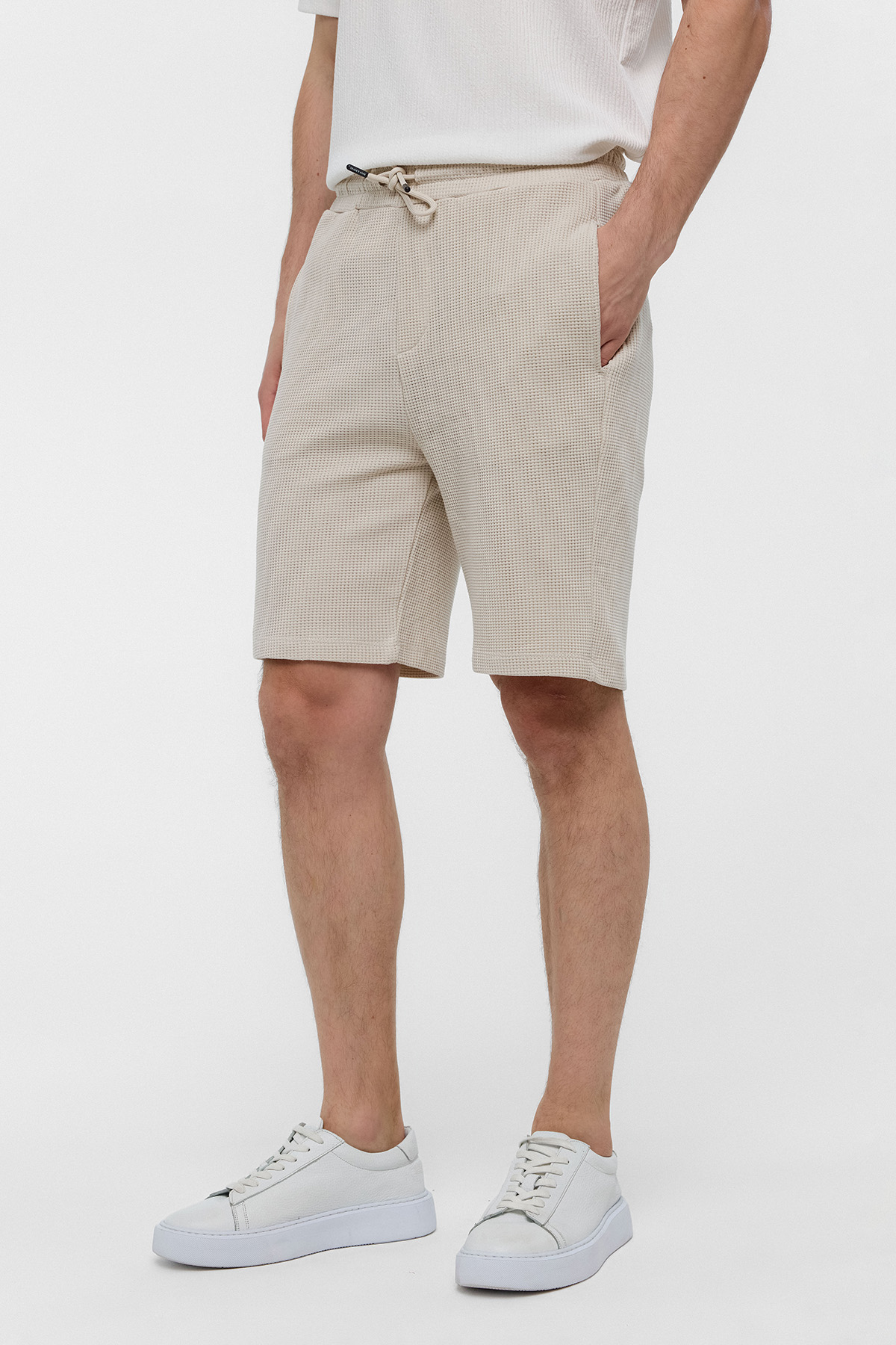 Bej Regular Fit Basic Pamuklu Şort