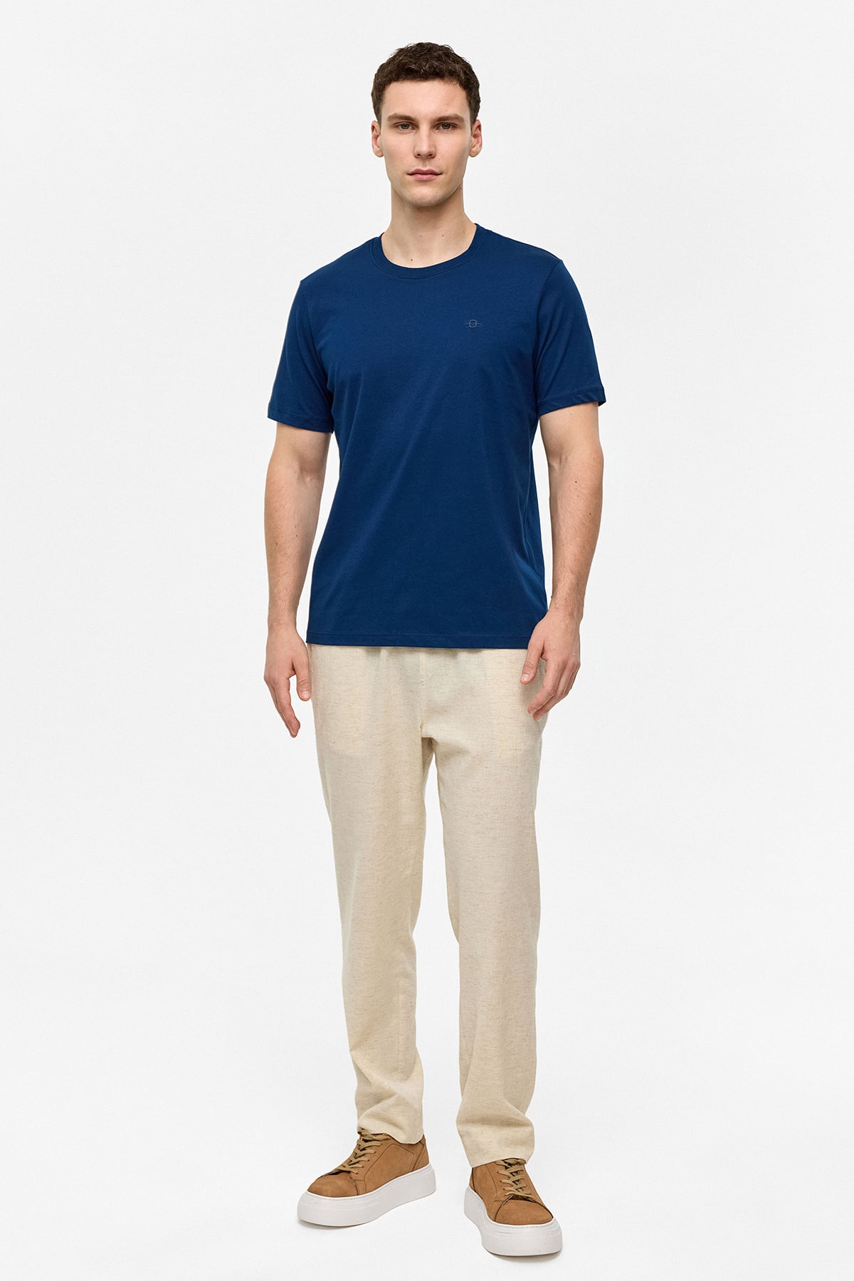 Lacivert Regular Fit Bisiklet Yaka Basic Tişört 