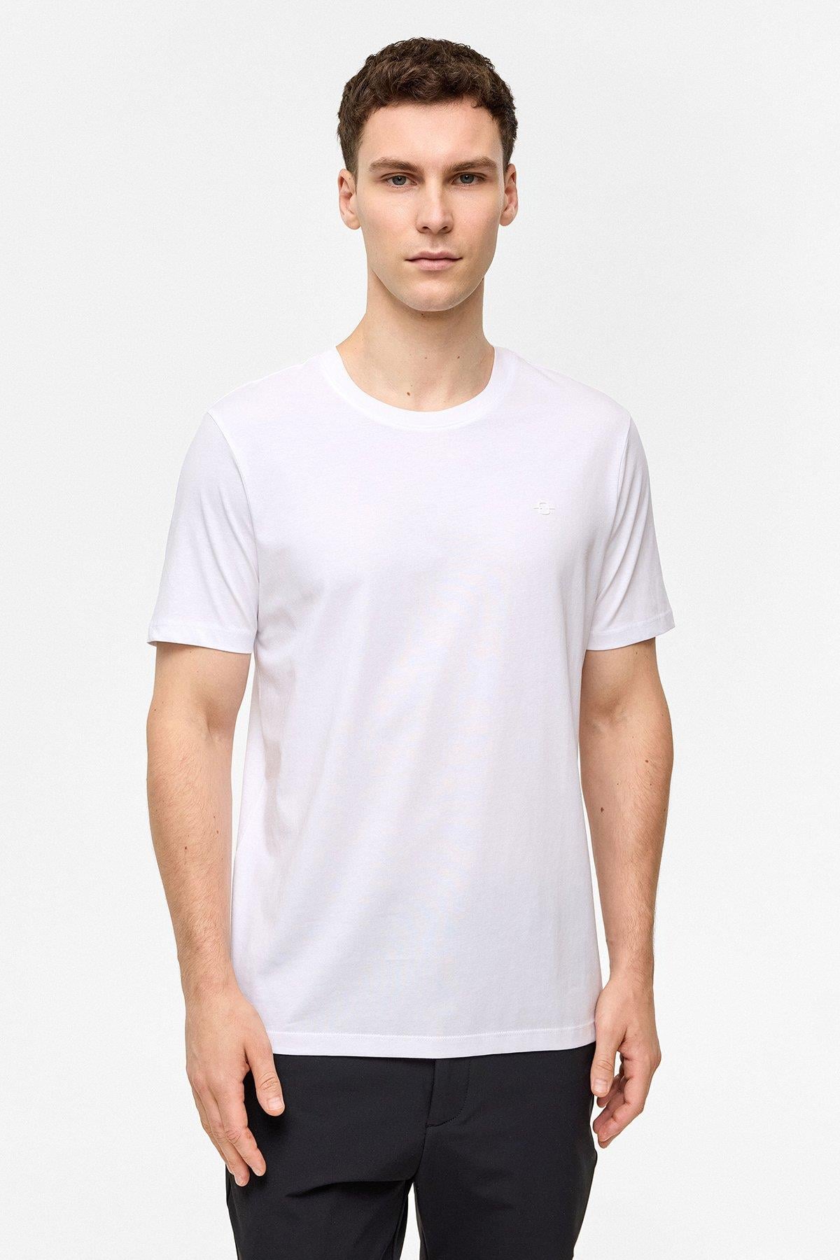 Beyaz Regular Fit Bisiklet Yaka Basic Tişört