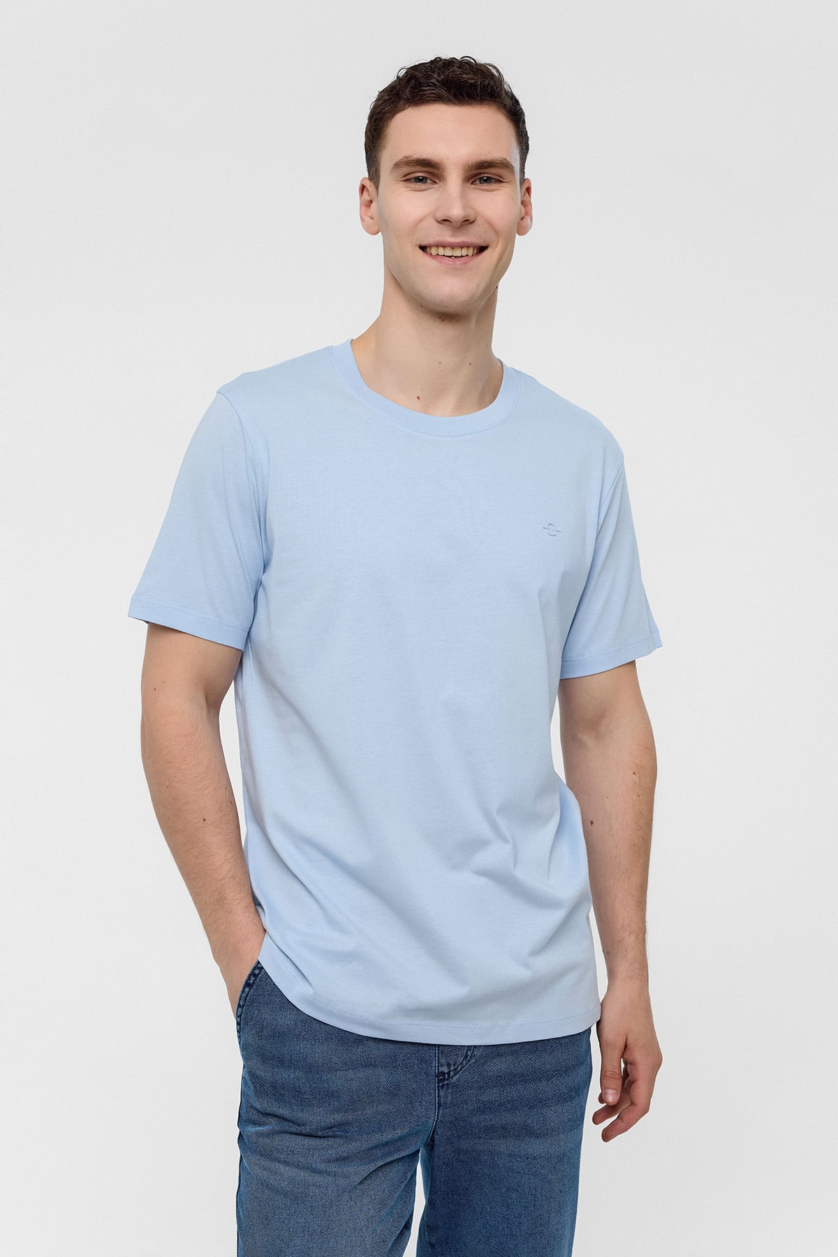 Mavi Regular Fit %100 Pamuk Bisiklet Yaka Tişört
