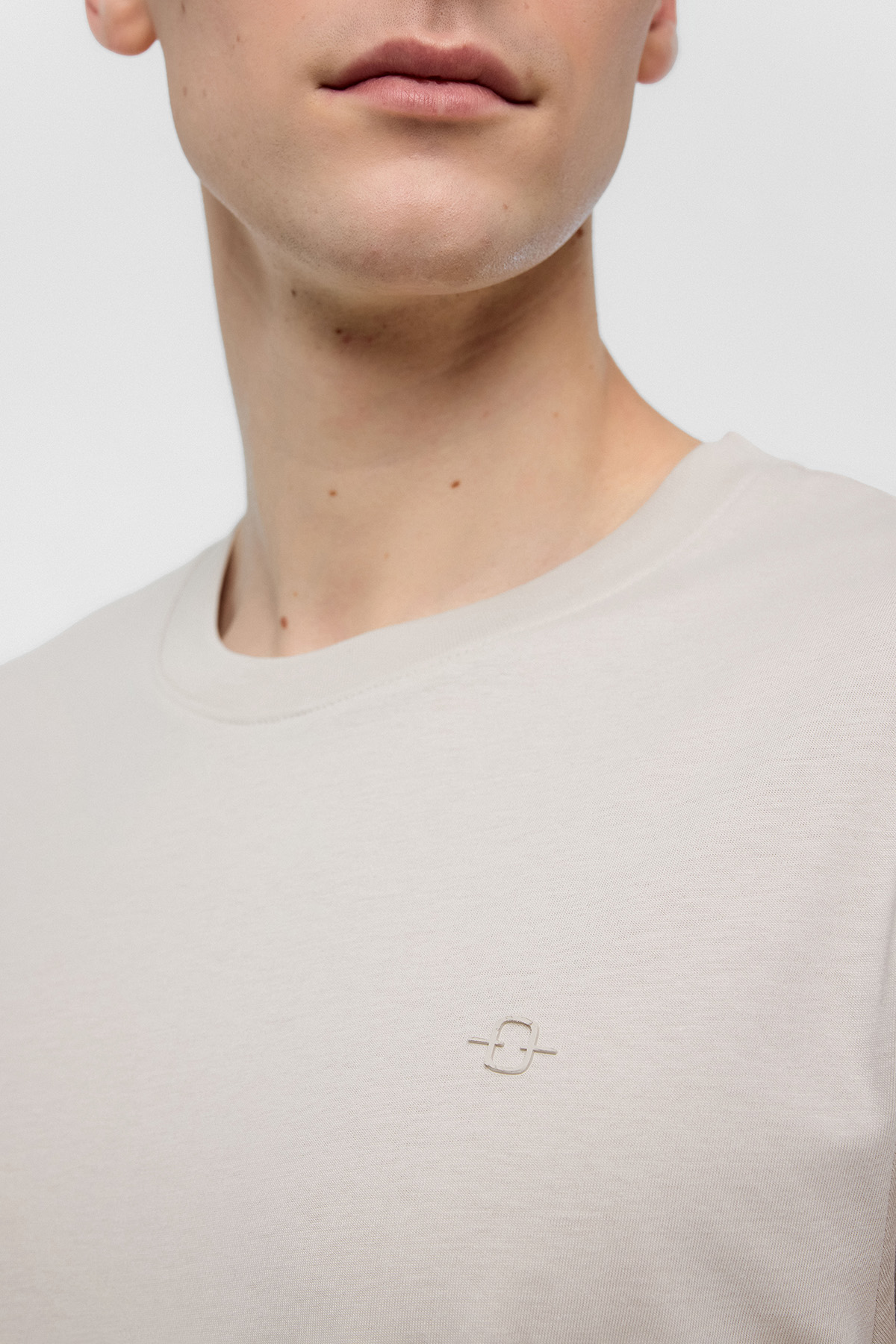 Bej Regular Fit %100 Pamuk Bisiklet Yaka Tişört