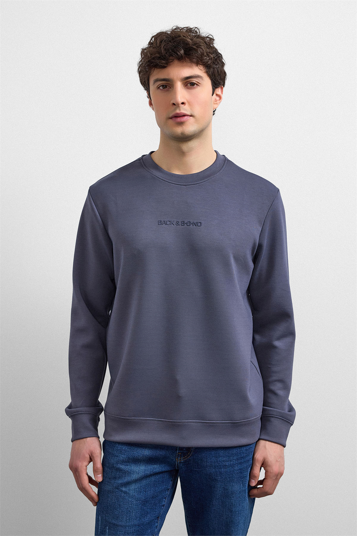 Antrasit Regular Fit Bisiklet Yaka Sweatshirt