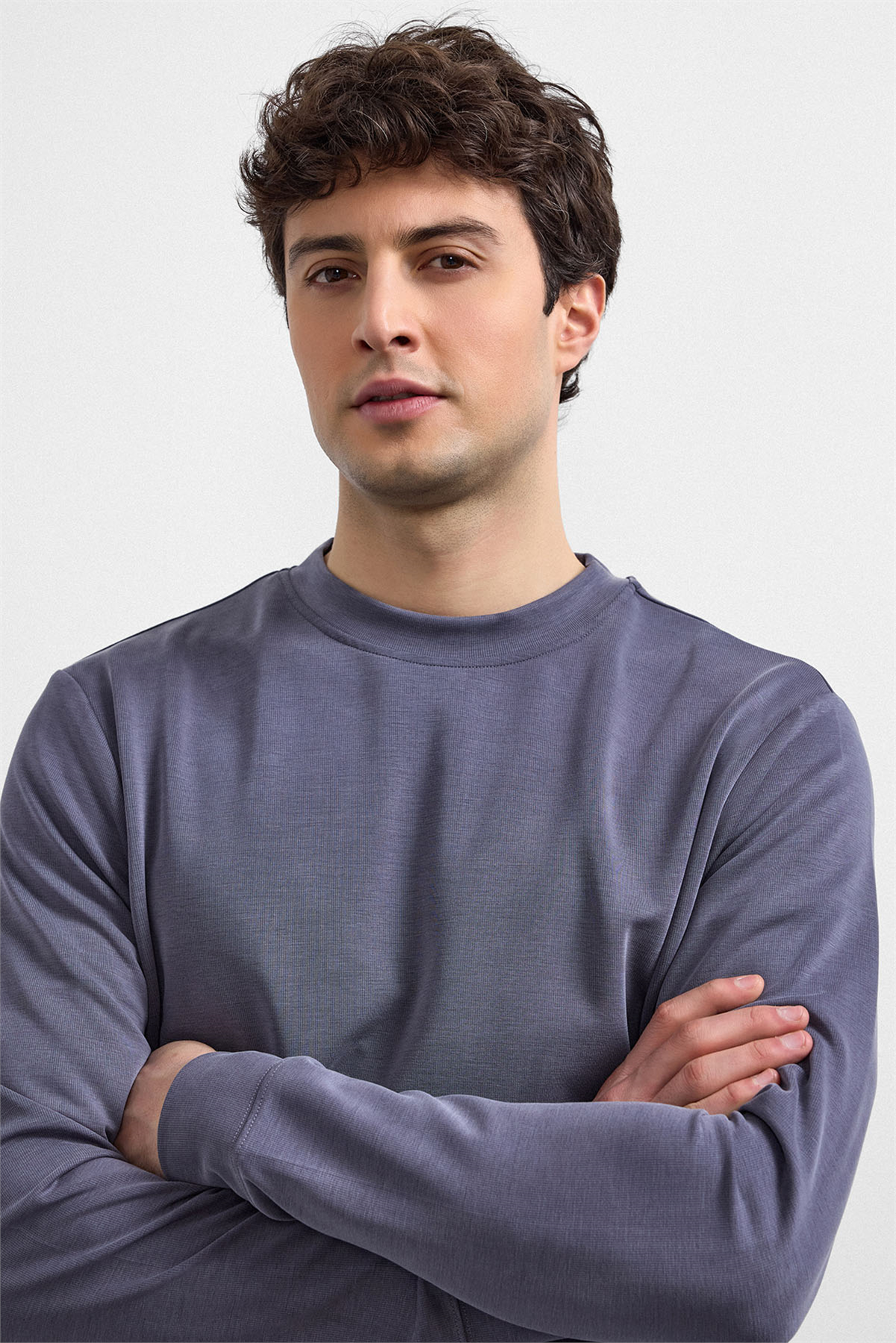 Antrasit Regular Fit Bisiklet Yaka Sweatshirt