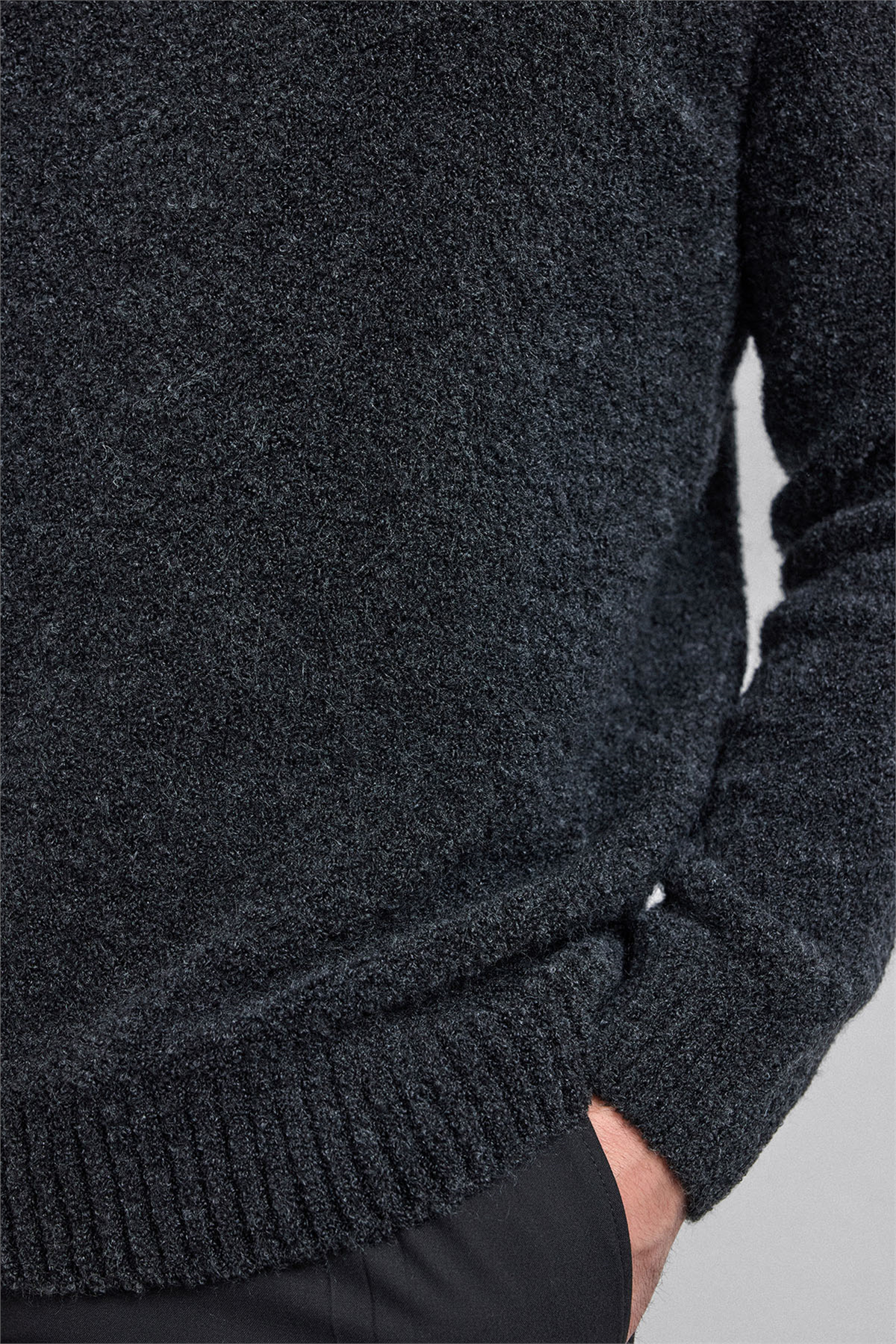 Antrasit Regular Fit Bisiklet Yaka Triko Kazak