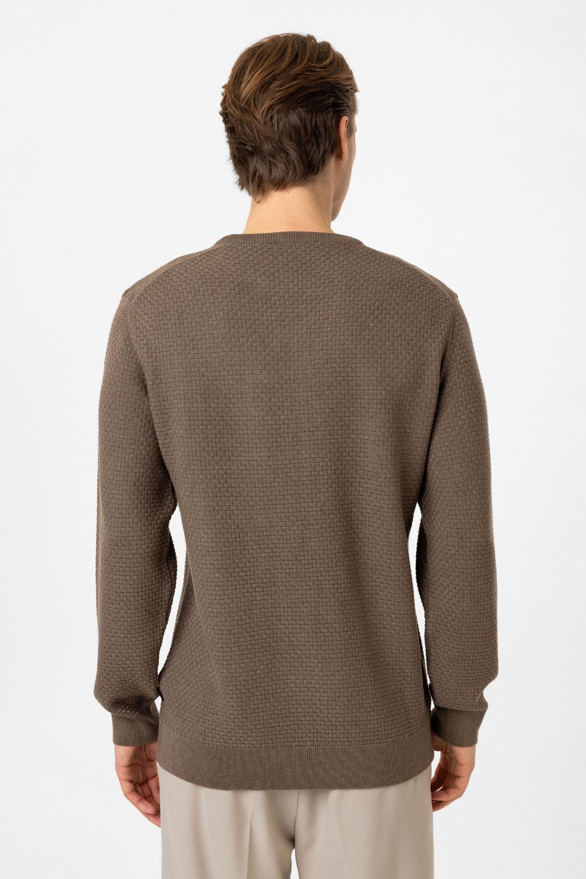 Vizon Regular Fit Pamuklu Bisiklet Yaka Triko Kazak