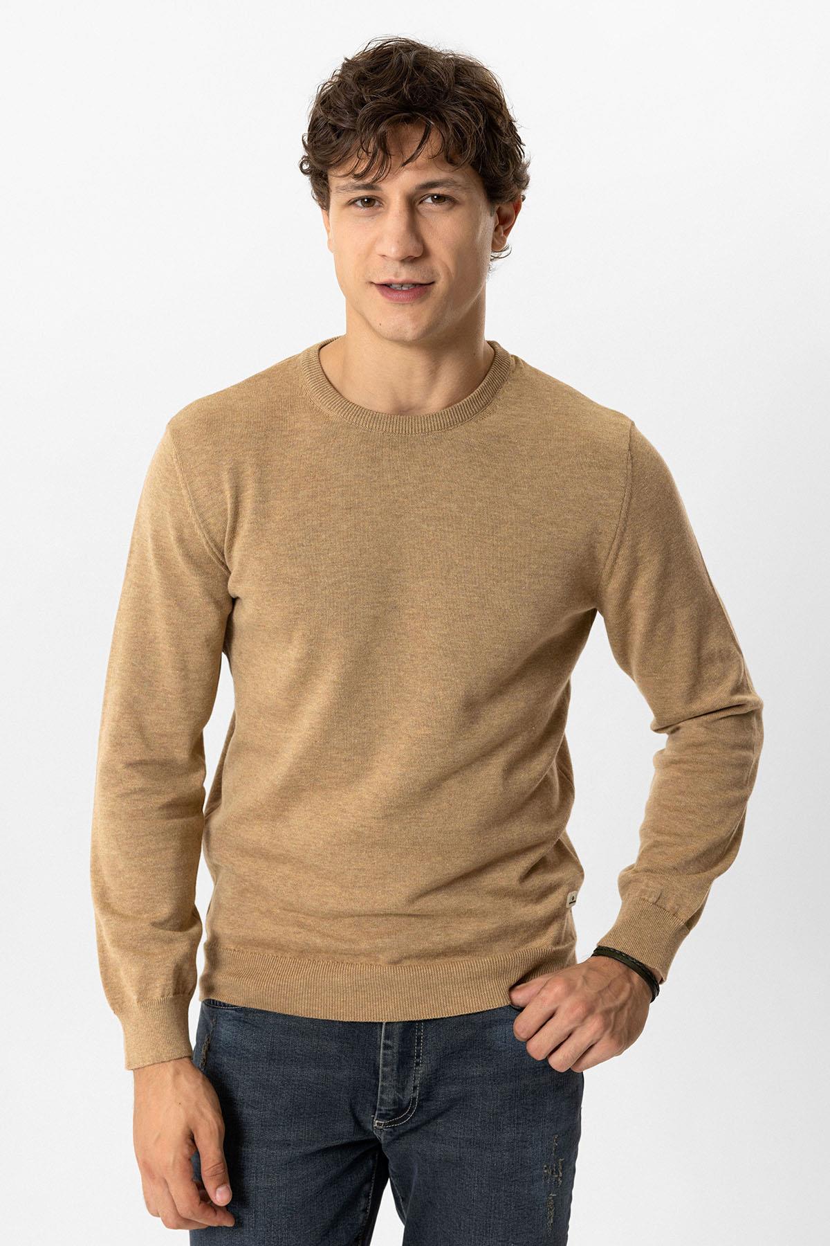 Vizon Regular Fit Bisiklet Yaka Pamuklu Triko Kazak