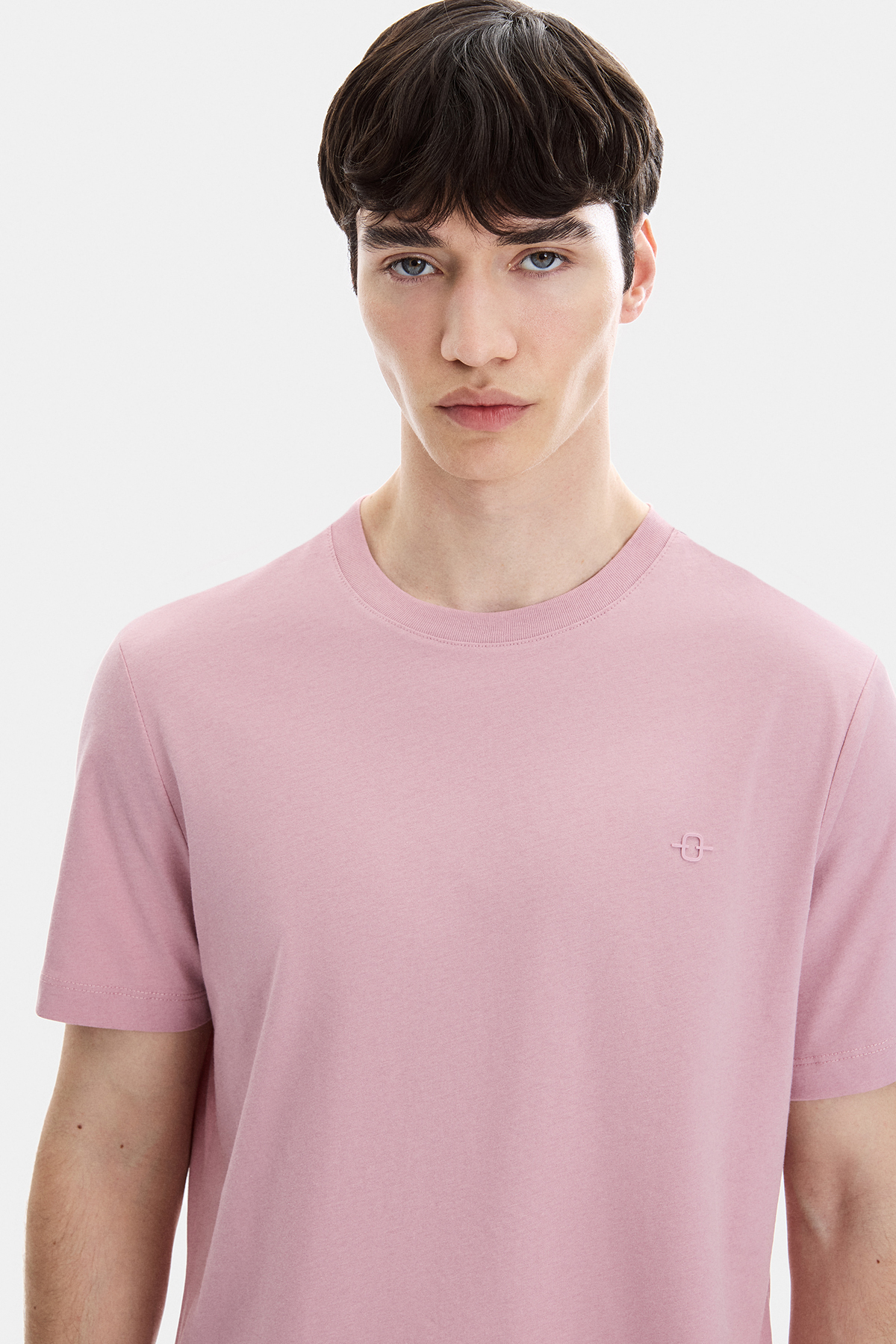 Gül Kurusu Regular Fit Örme Bisiklet Yaka Tişört