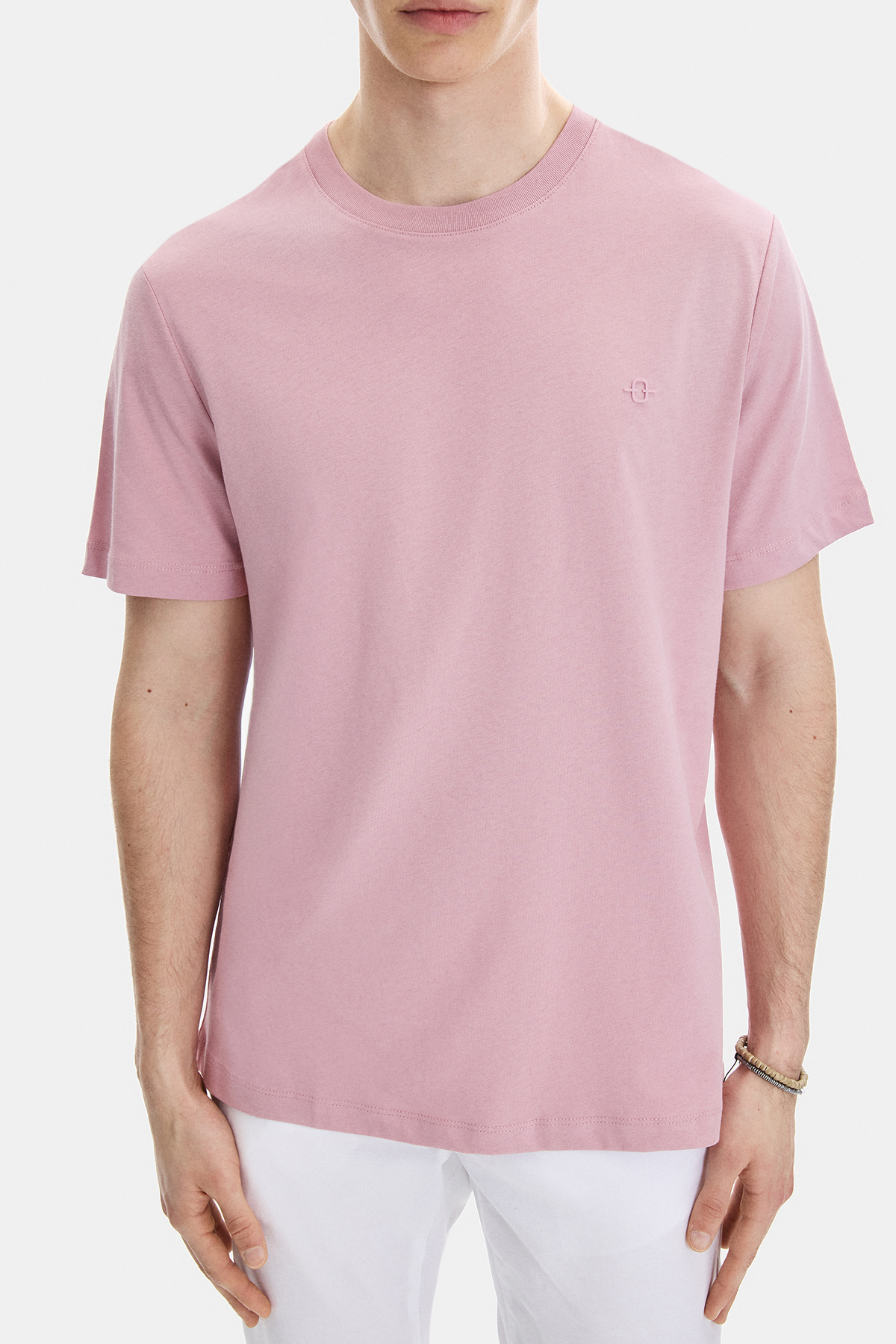 Gül Kurusu Regular Fit Örme Bisiklet Yaka Tişört