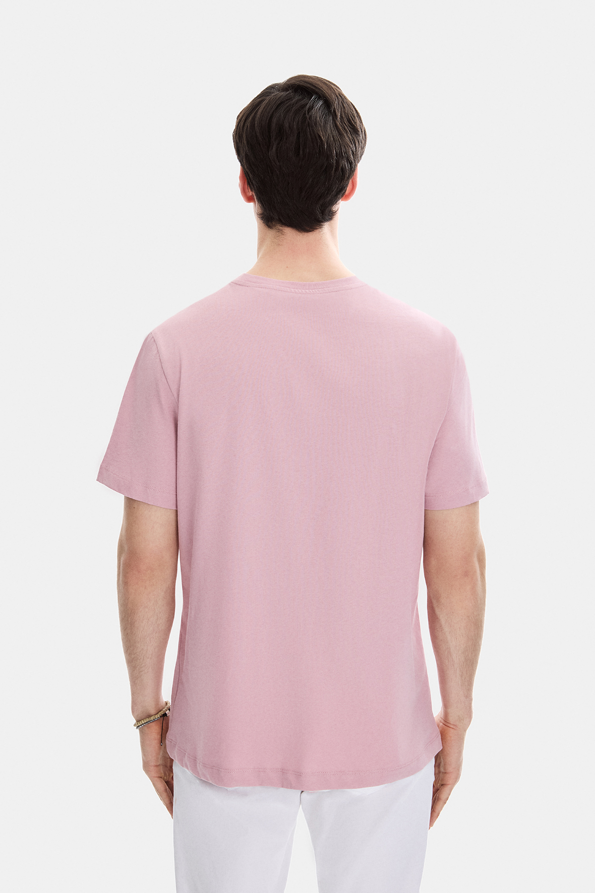 Gül Kurusu Regular Fit Örme Bisiklet Yaka Tişört