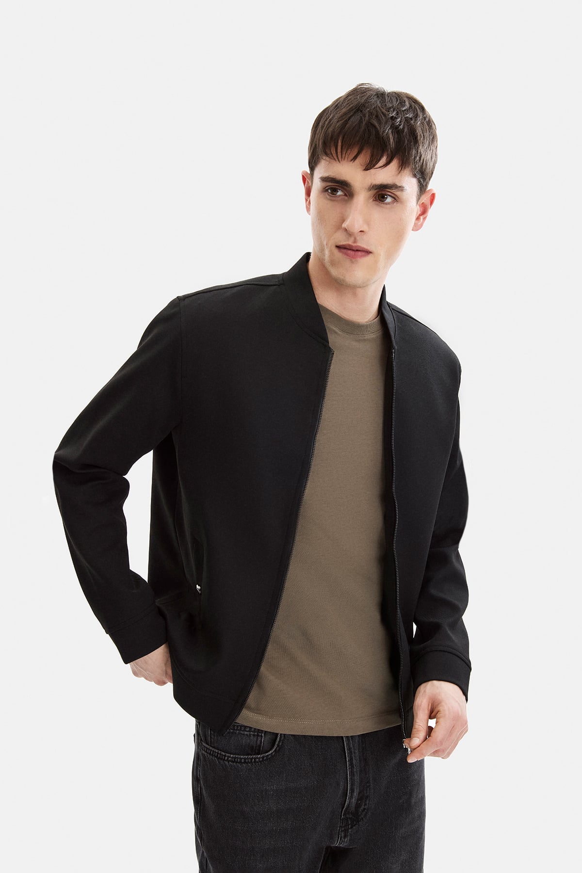 Siyah Regular Fit Bomber Ceket