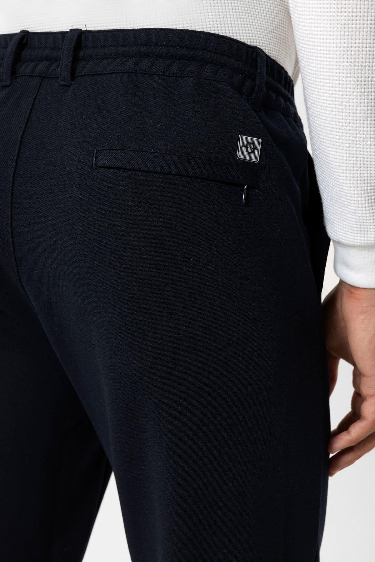 Lacivert Regular Fit Beli Bağcıklı Jogger Pantolon