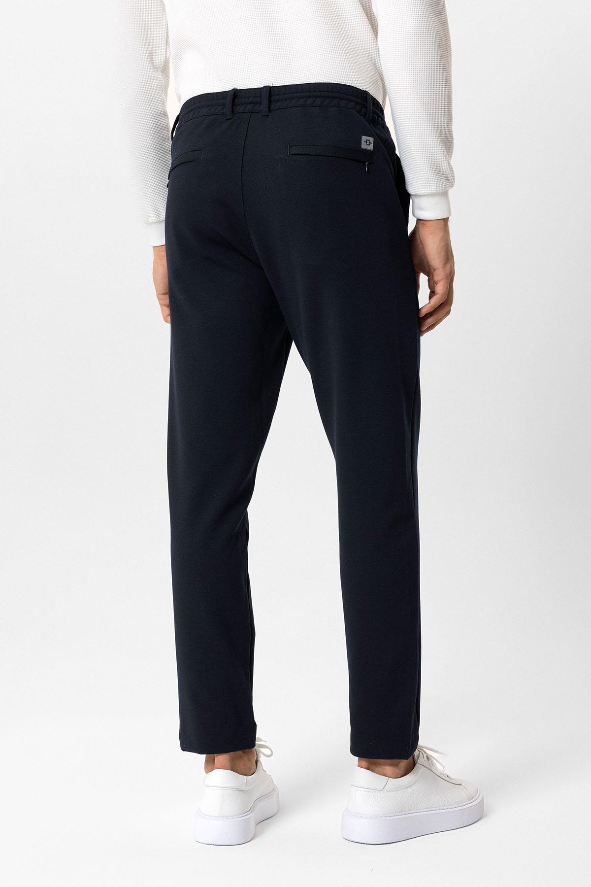 Lacivert Regular Fit Beli Bağcıklı Jogger Pantolon