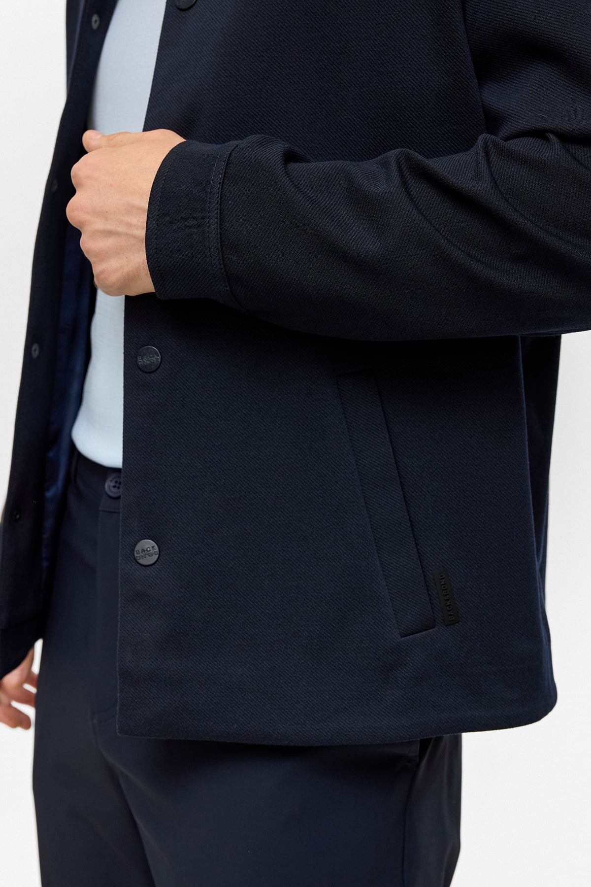 Lacivert Regular Fit Jakarlı Gömlek Yaka Mont