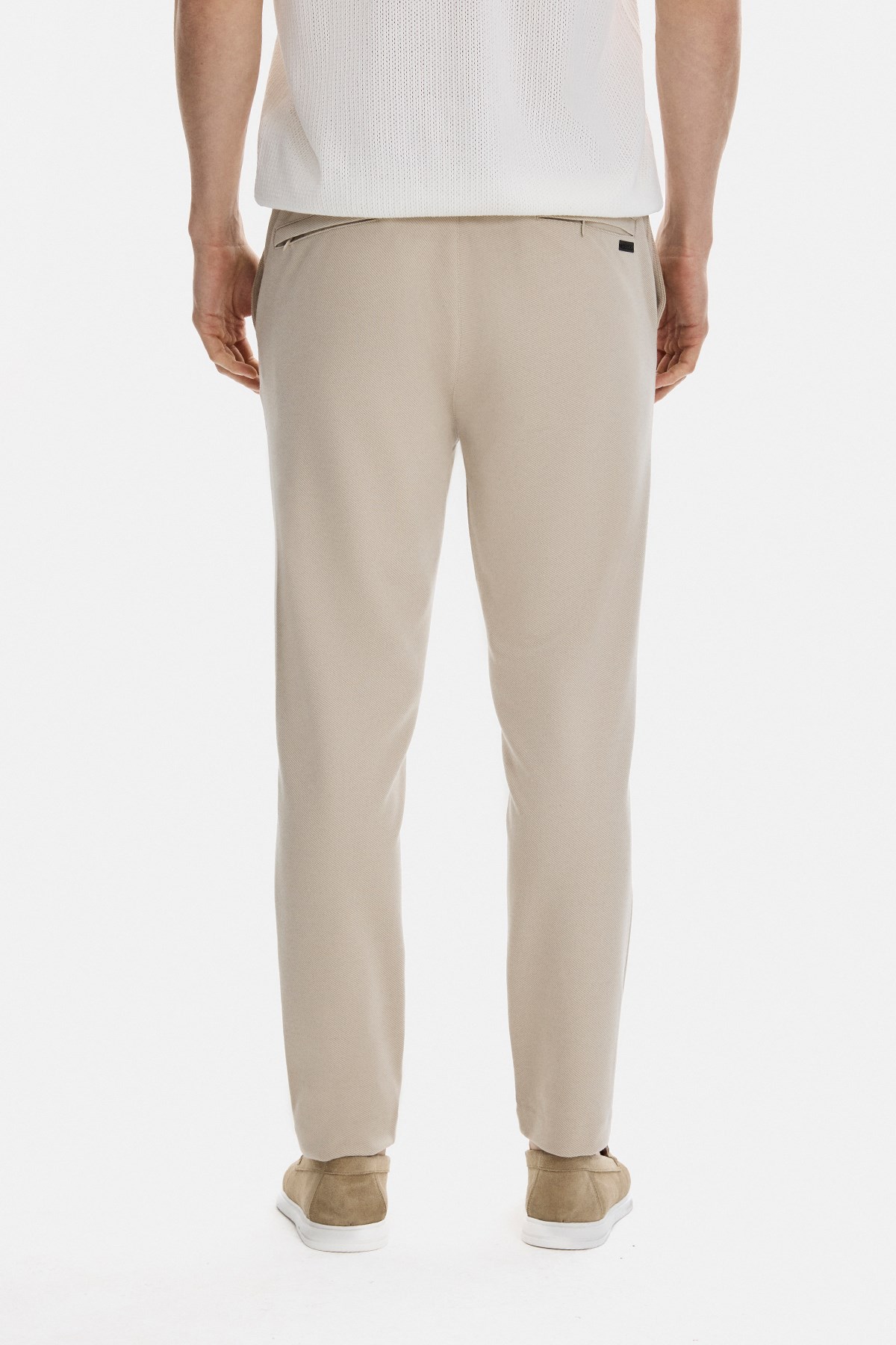 REGULAR FIT DIAGONEL JAKARLI ÖRME PANTOLON