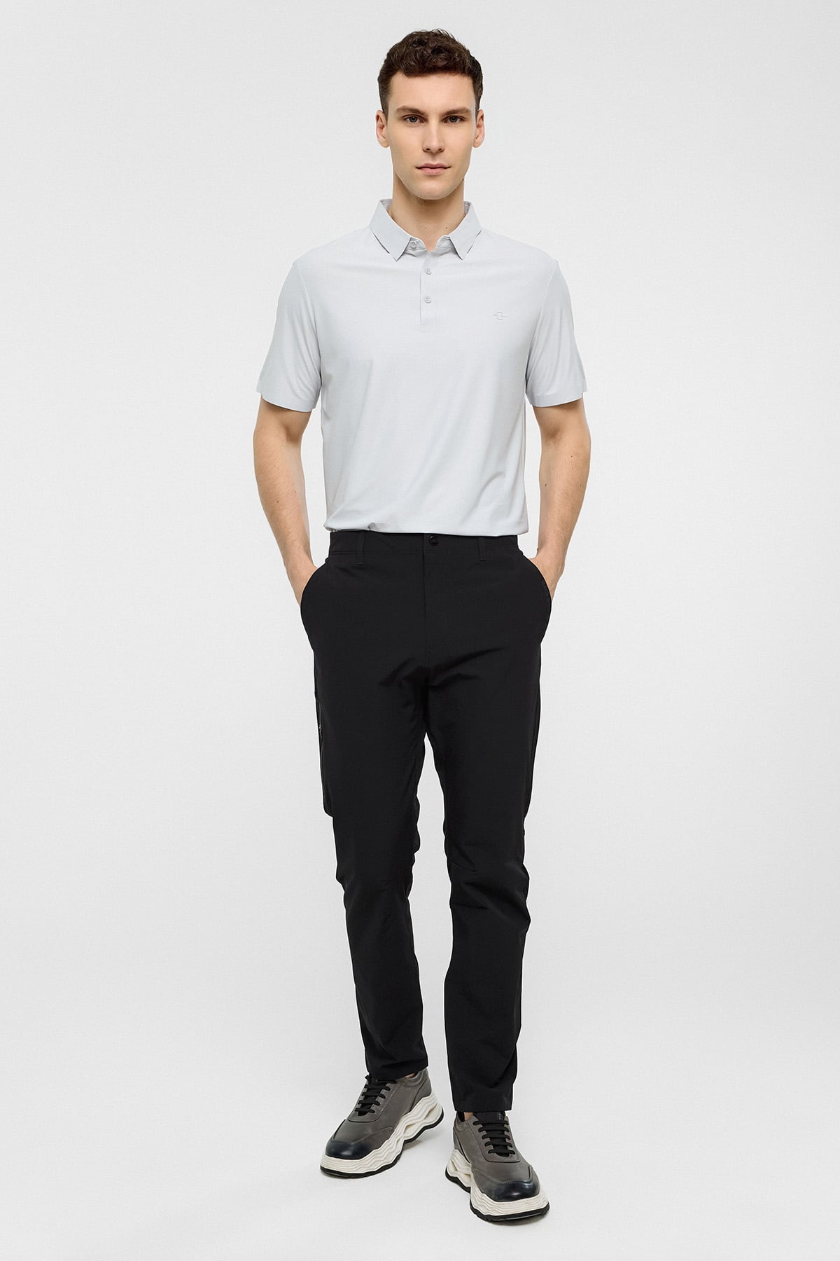 Siyah Regular Fit Dokuma Jogger Pantolon