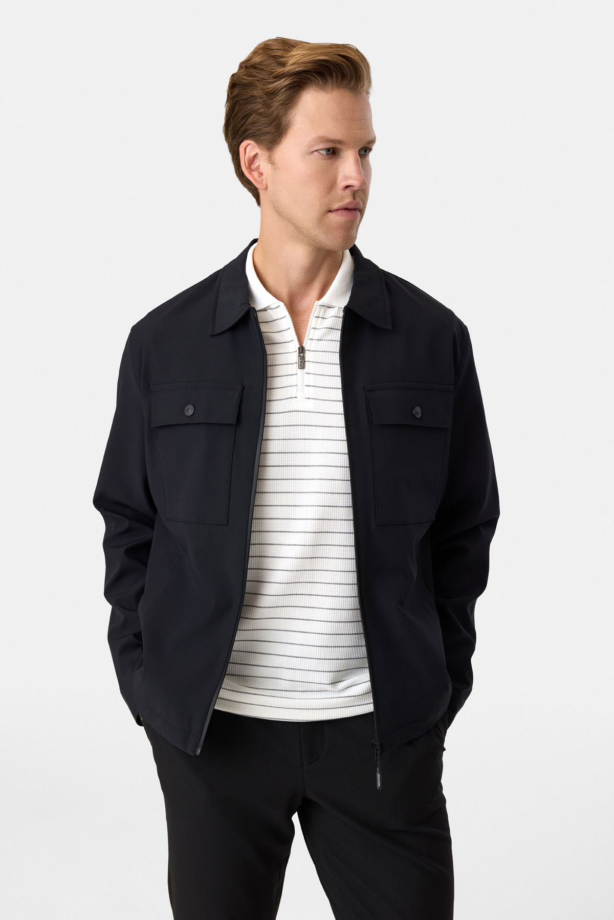 Regular Fit Fermuarlı Siyah Mont