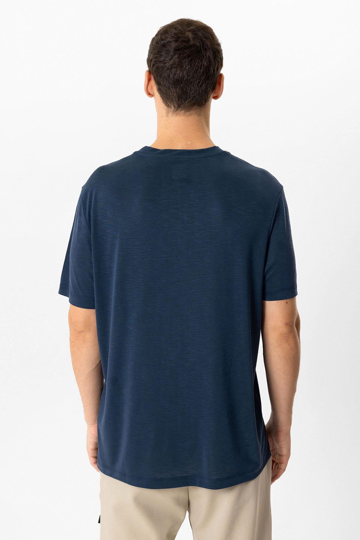 Lacivert Regular Fit Bisiklet Yaka Tişört