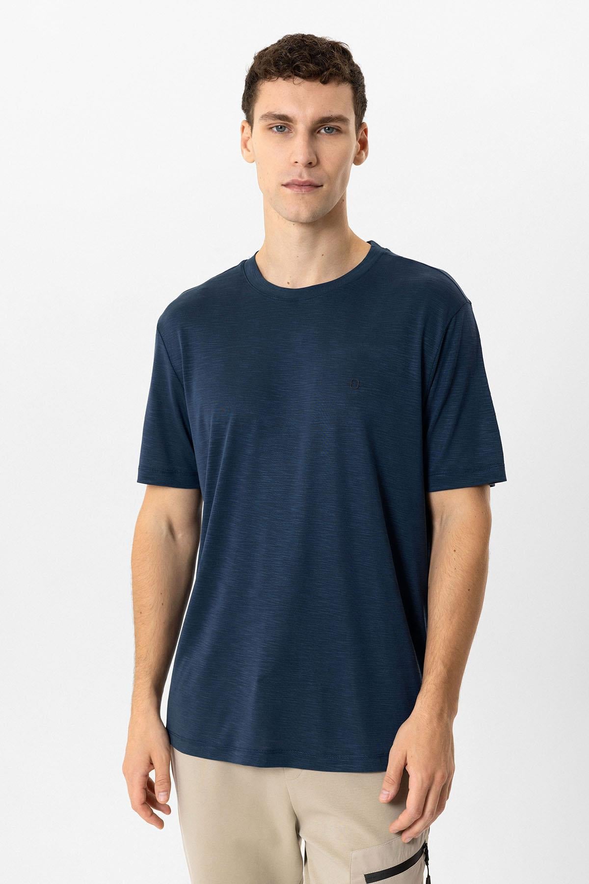 Lacivert Regular Fit Bisiklet Yaka Tişört