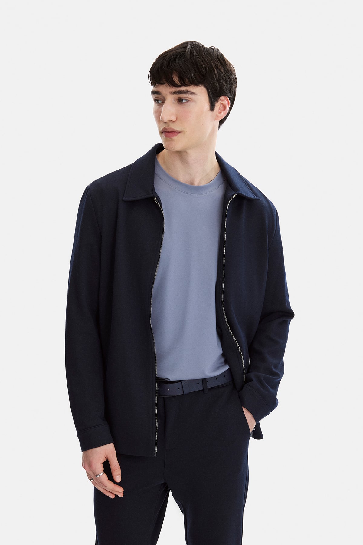 Lacivert Regular Fit Jakarlı Diagonel Mont