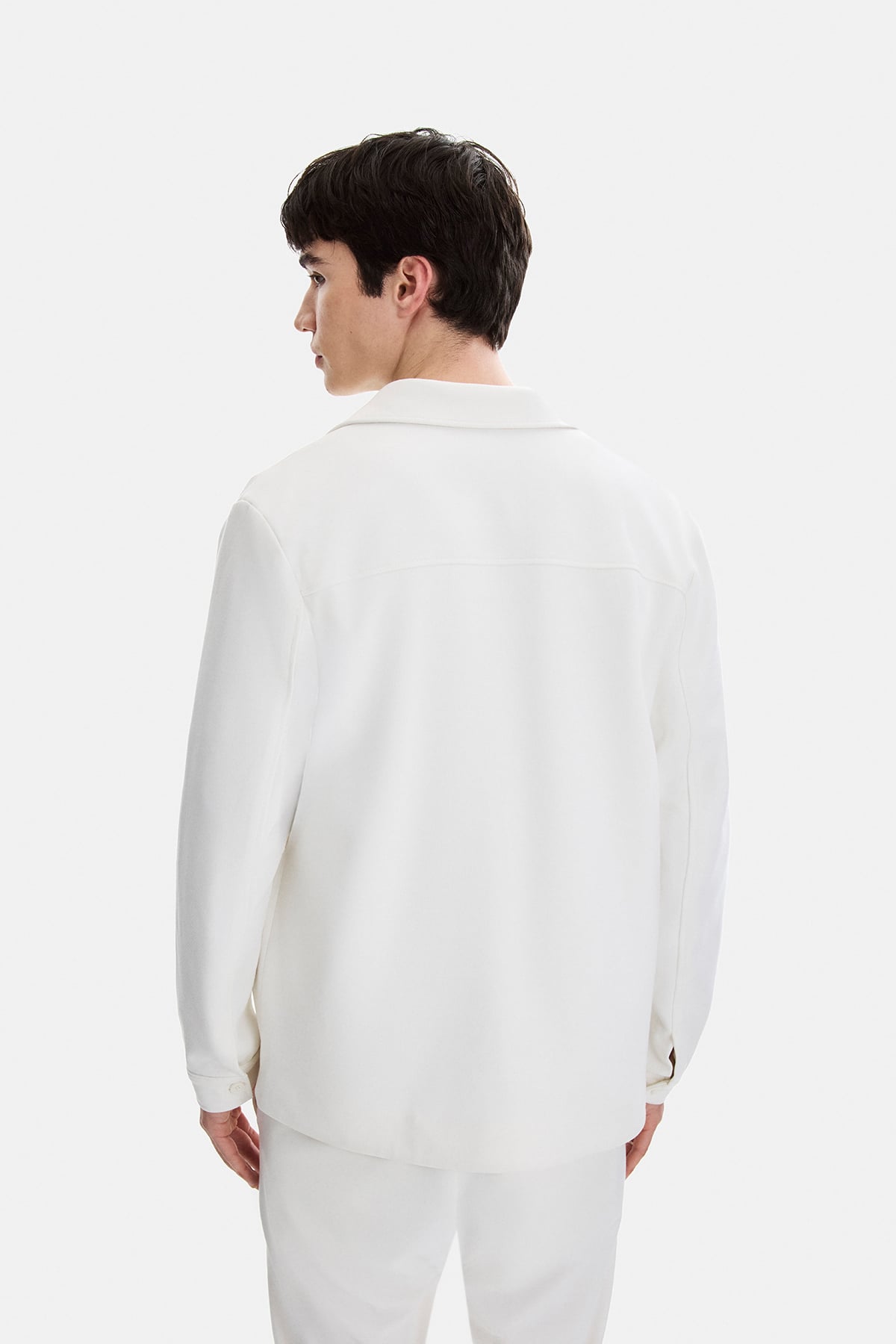 Ekru Regular Fit Jakarlı Diagonel Mont