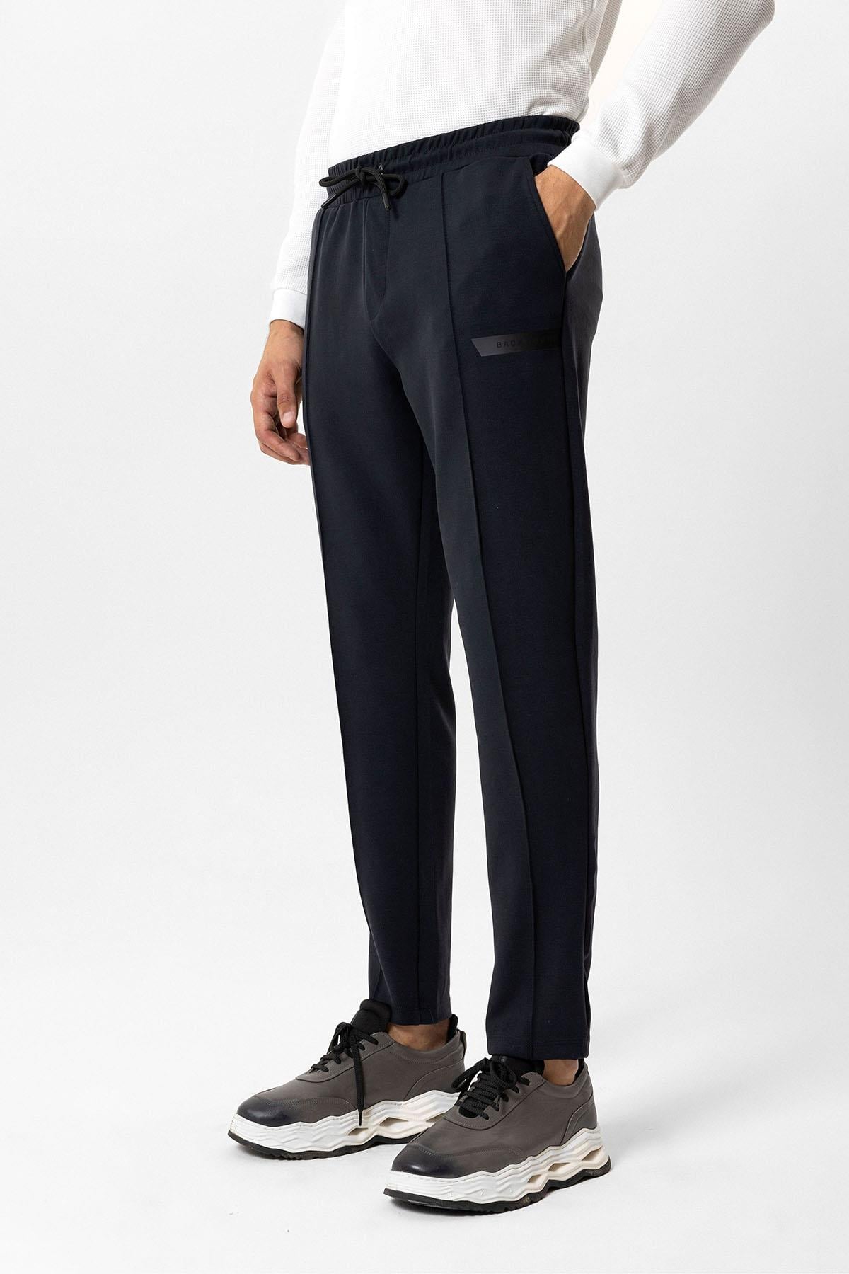 Antrasit Regular Fit Beli Bağcıklı Örme Jogger Pantolon