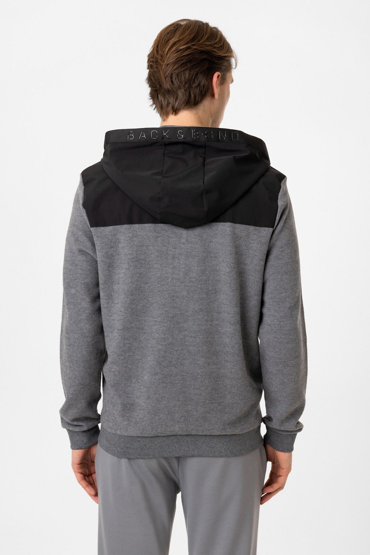 Antrasit Regular Fit Kapüşonlu Fermuarlı Sweatshirt