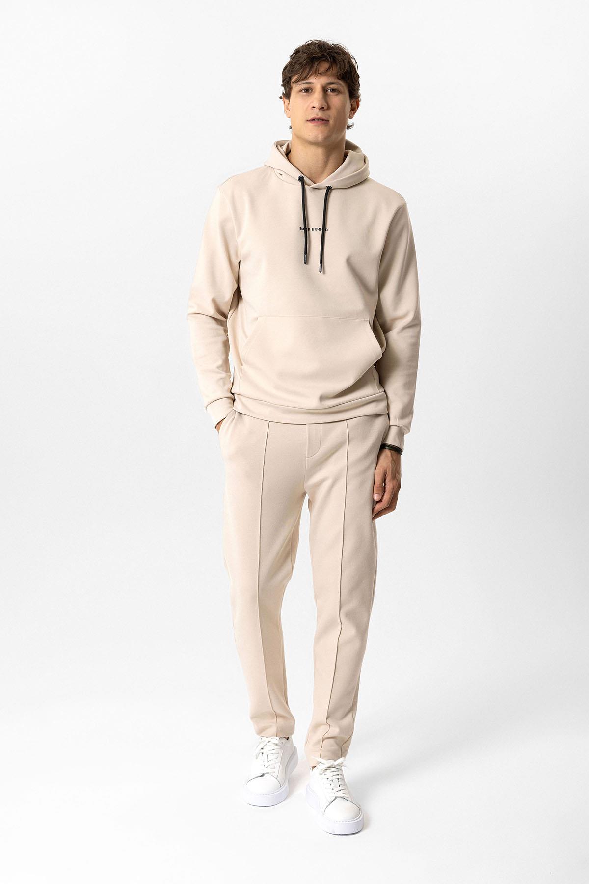 Bej Regular Fit Pamuklu Kapüşonlu Sweatshirt