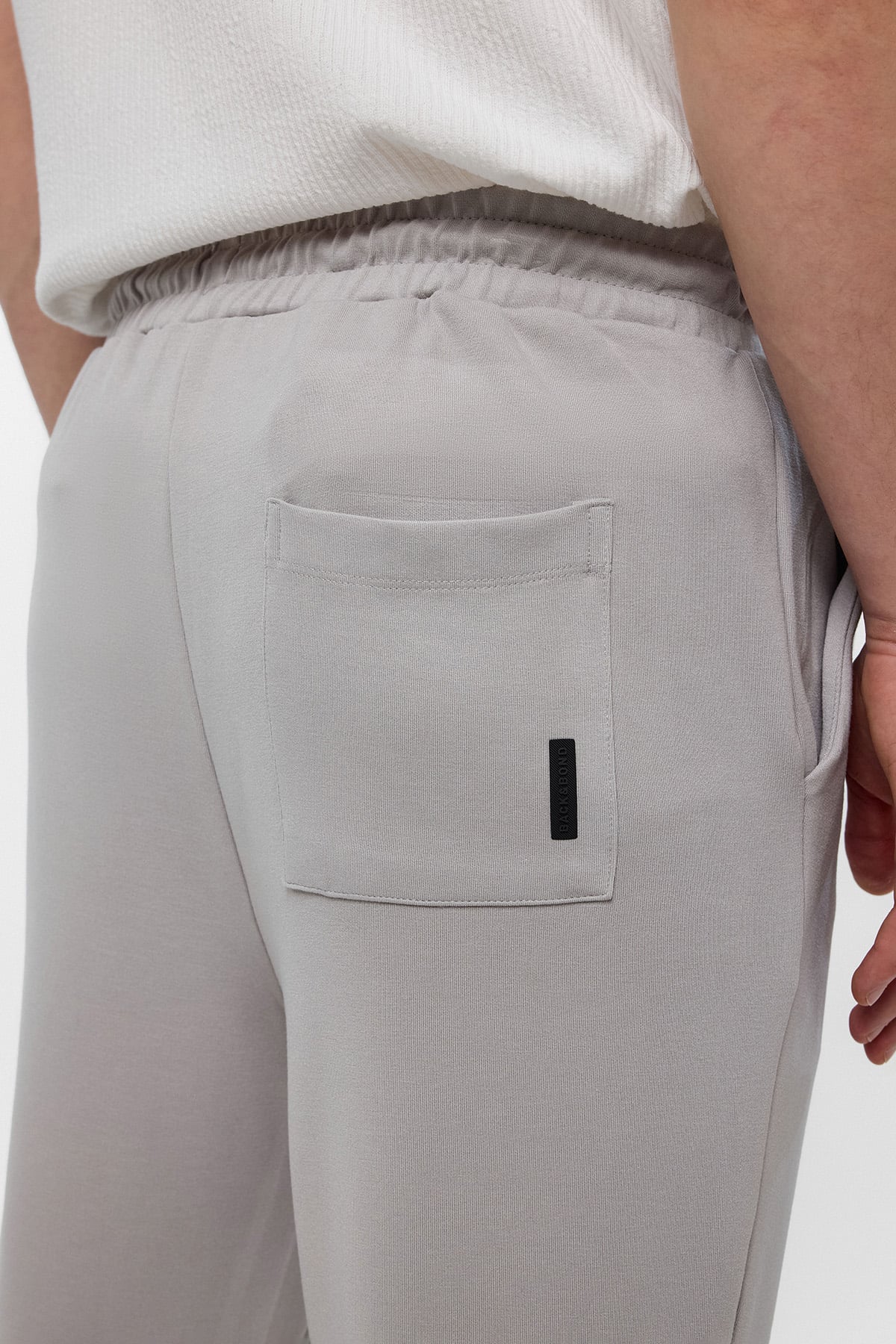 Gri Regular Fit Beli Bağlamalı Örme Jogger Pantolon