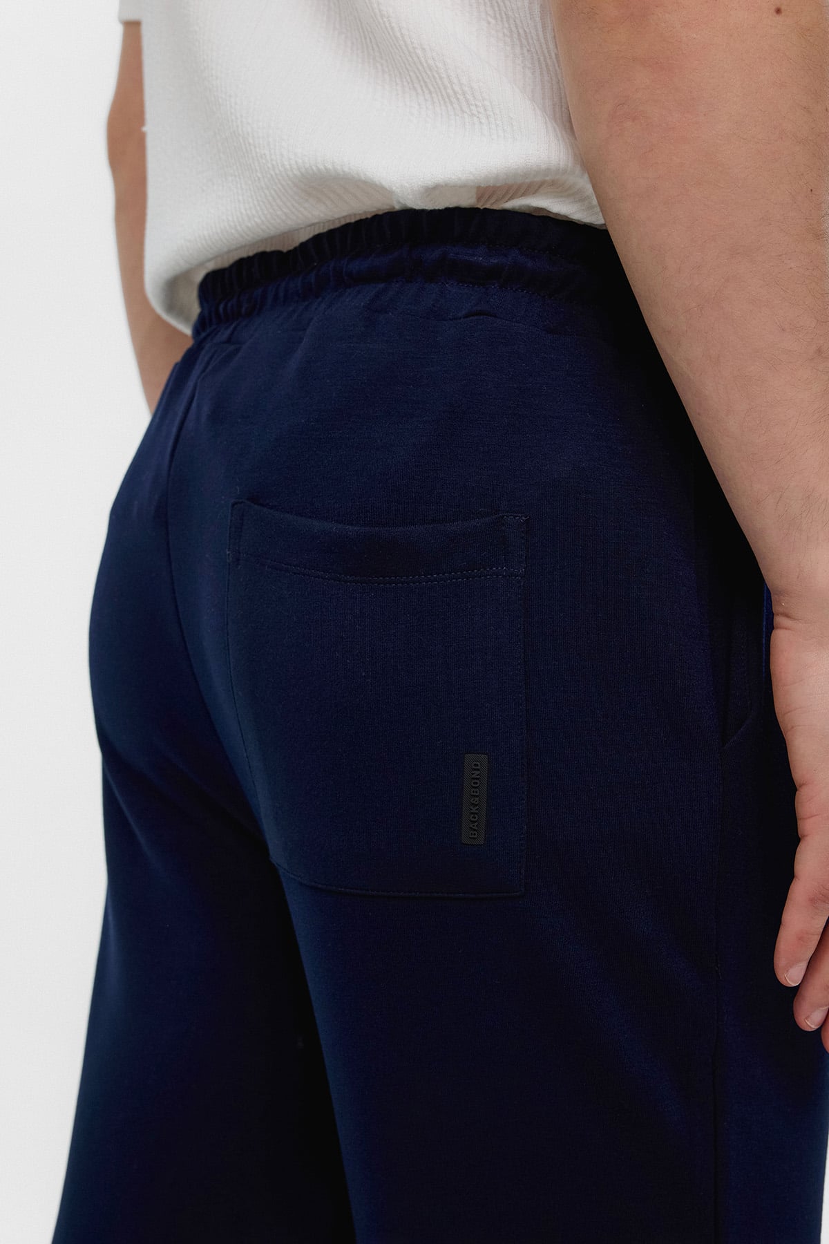 Lacivert Regular Fit Beli Bağlamalı Örme Jogger Pantolon