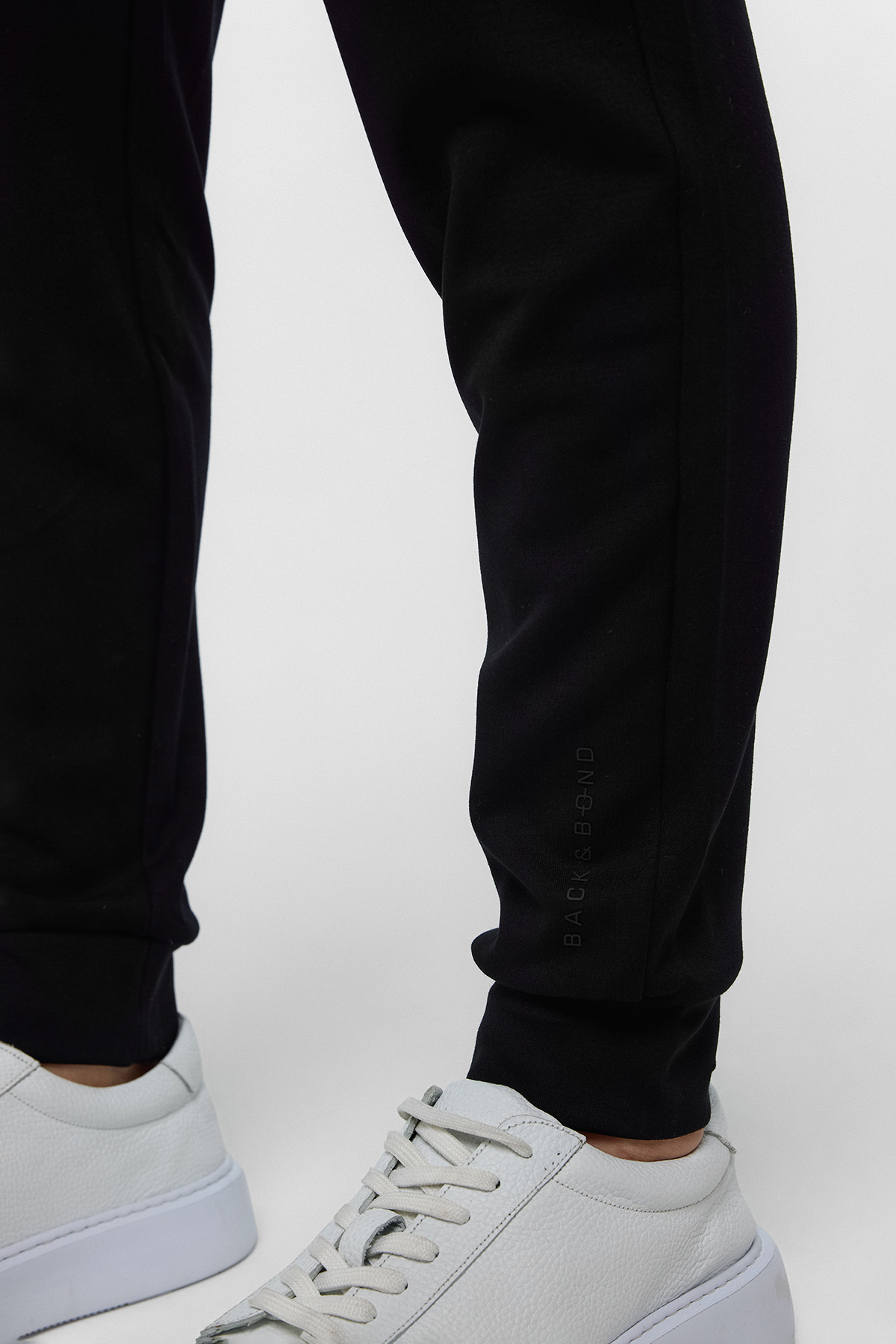 Siyah Regular Fit Beli Bağlamalı Örme Jogger Pantolon