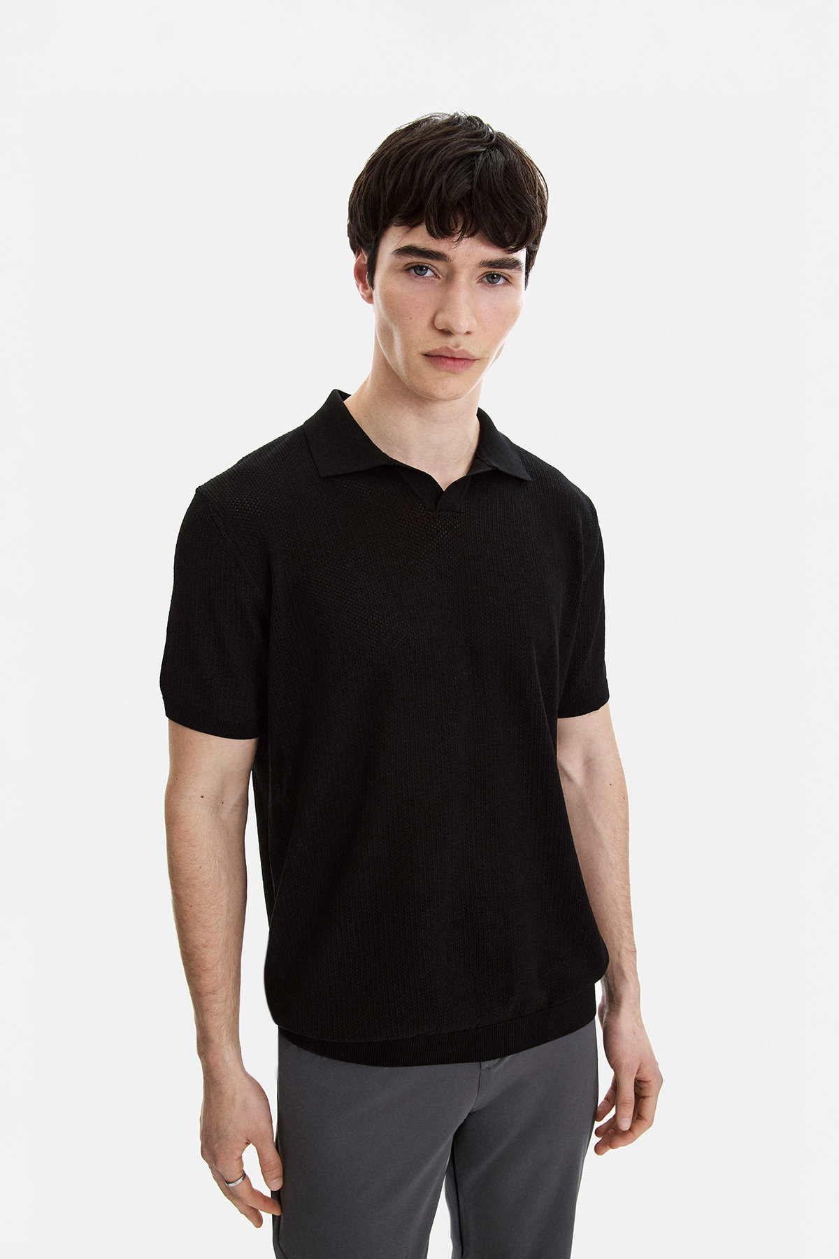 Siyah Regular Fit Örme Triko