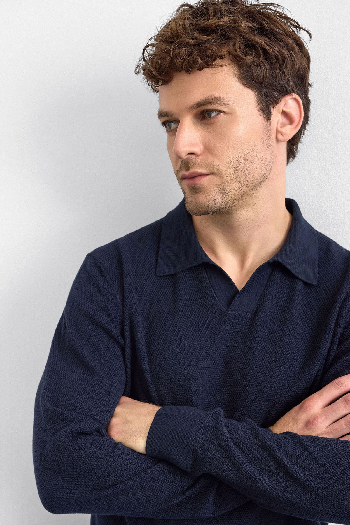 Lacivert Regular Fit Polo Yaka Triko Kazak