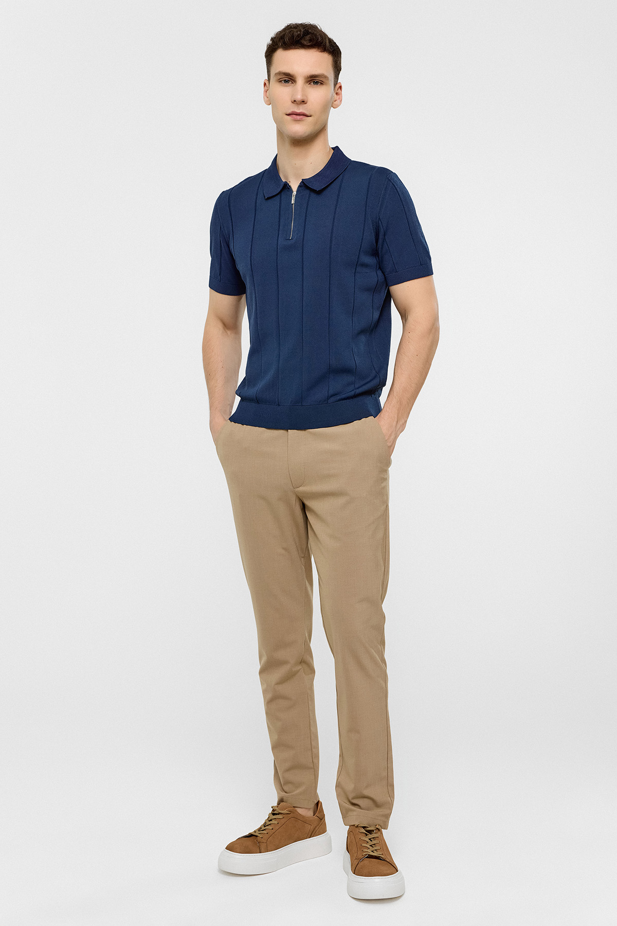 Lacivert Regular Fit Polo Yaka Triko Tişört