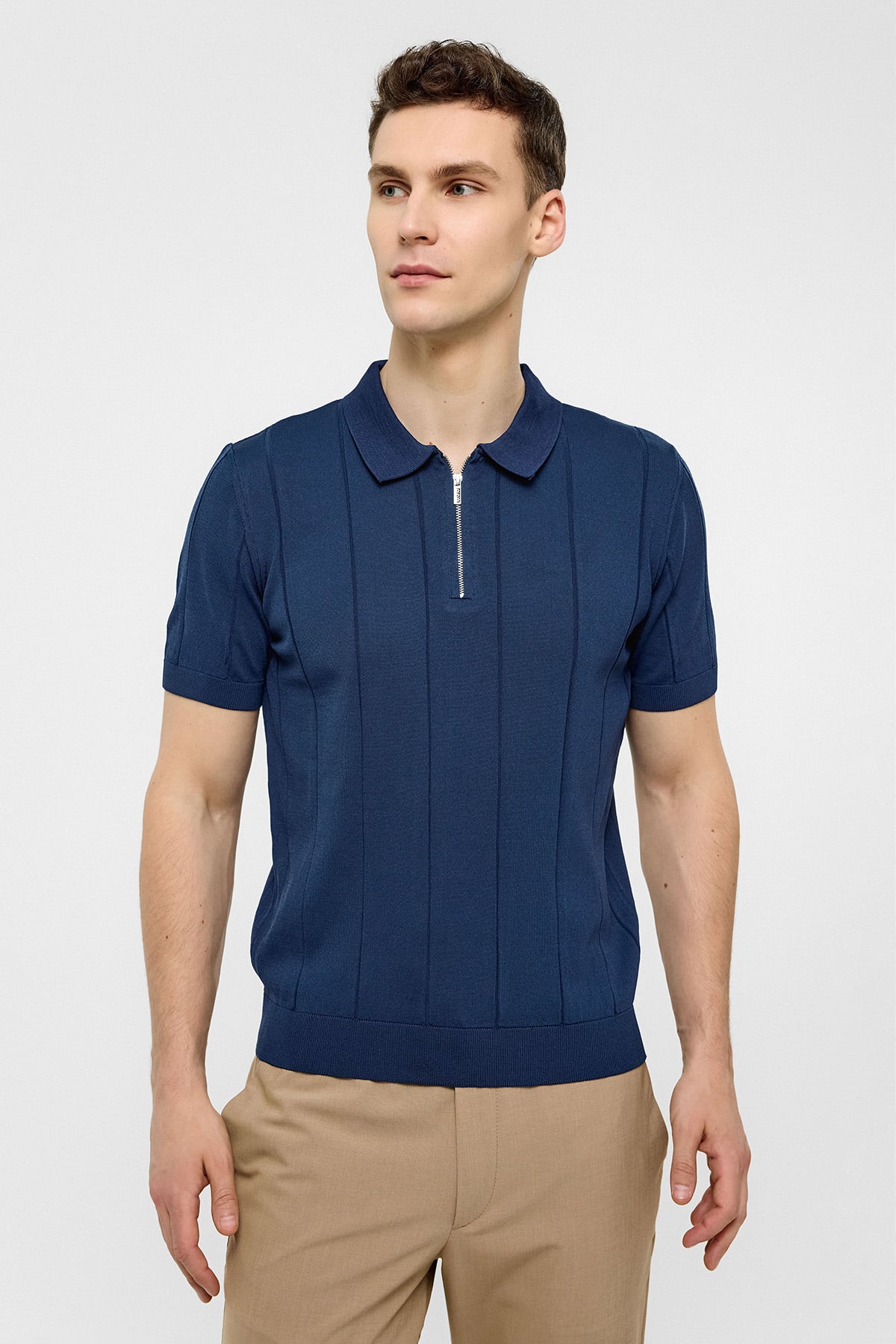 Lacivert Regular Fit Polo Yaka Triko Tişört