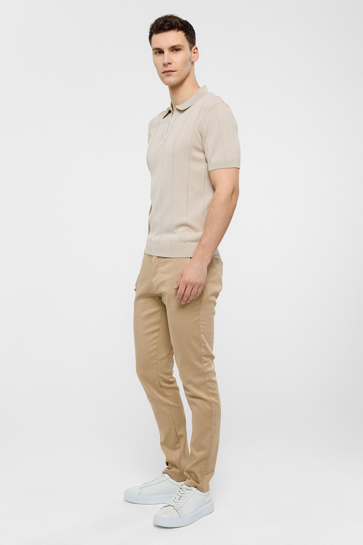 Bej Regular Fit Polo Yaka Triko Tişört