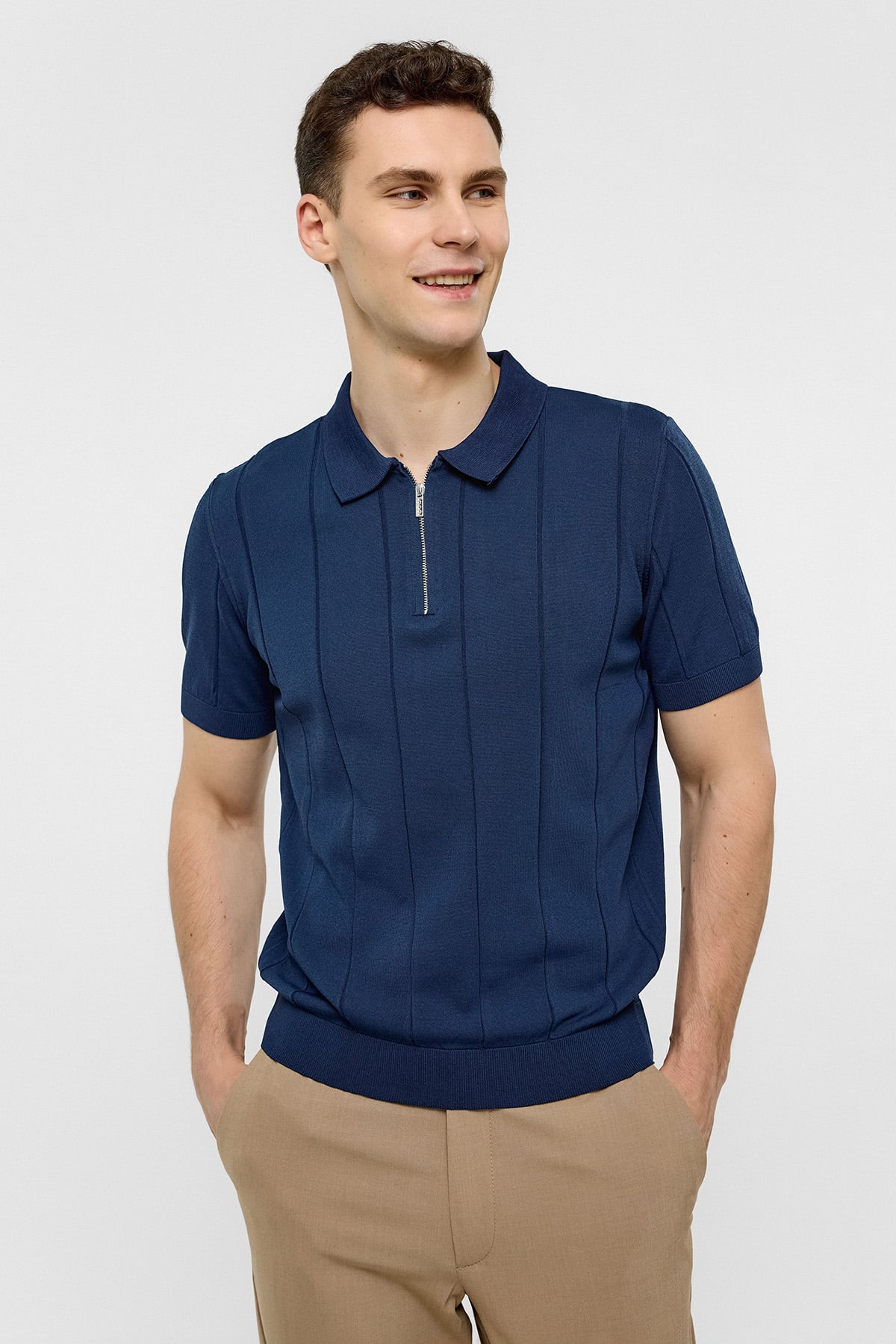 Lacivert Regular Fit Polo Yaka Triko Tişört
