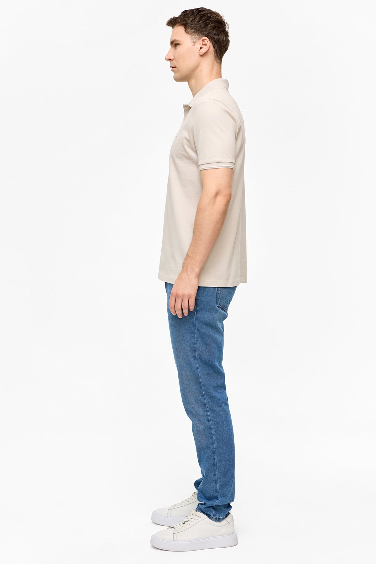 Bej Regular Fit Polo Yaka Tişört