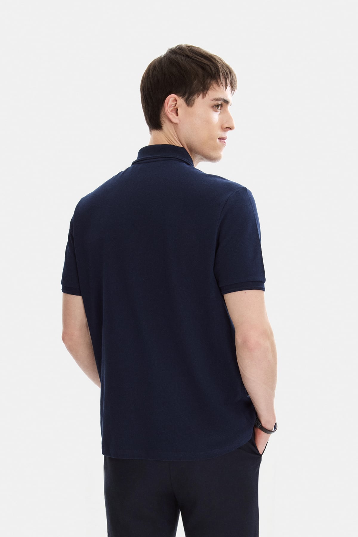 Koyu Lacivert Regular Fit Örme Polo Yaka Tişört