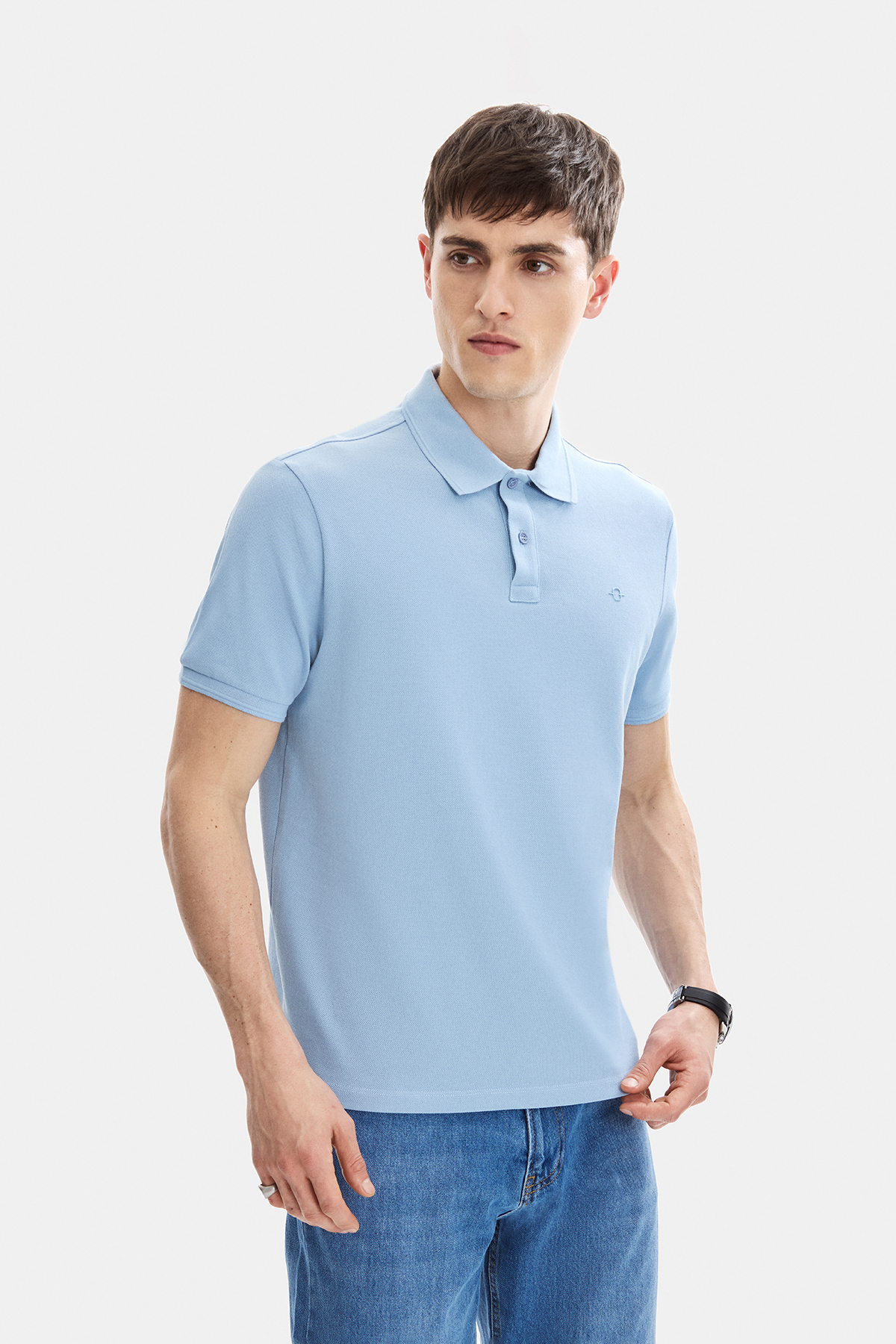 Mavi Regular Fit Örme Polo Yaka Tişört