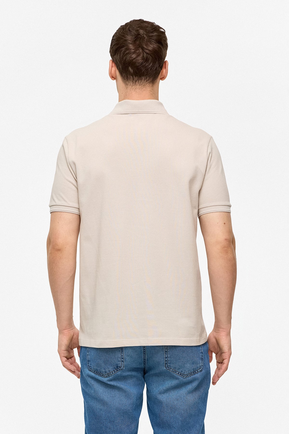 Bej Regular Fit Polo Yaka Tişört