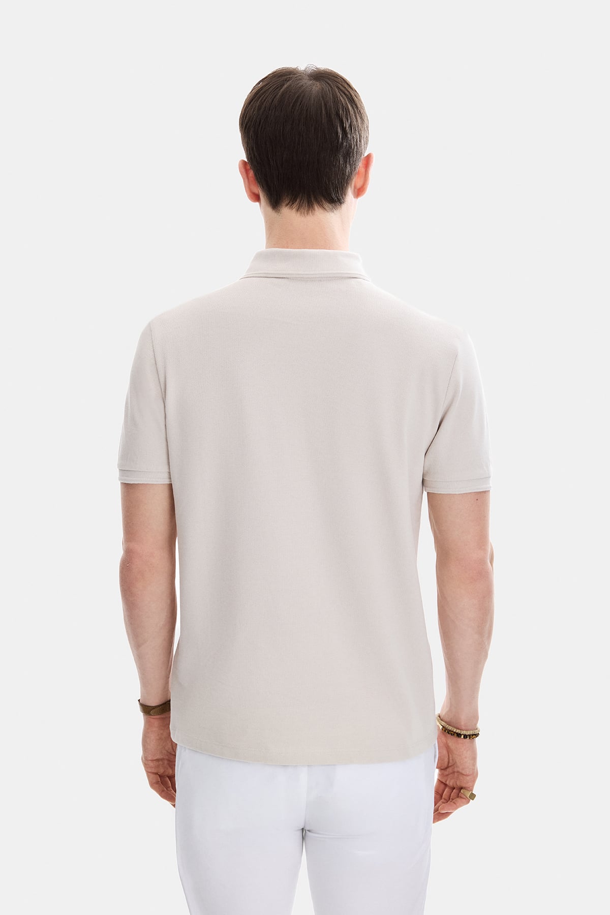 Bej Regular Fit Örme Polo Yaka Tişört