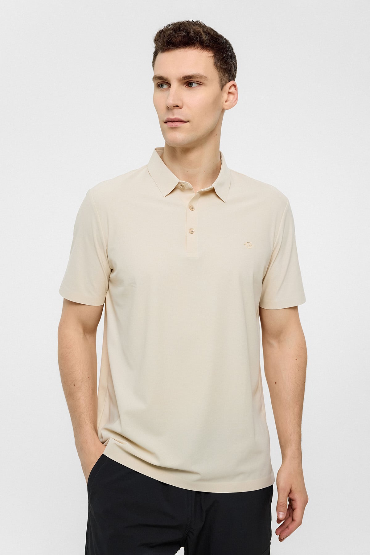 Bej Regular Fit Polo Yaka Tişört