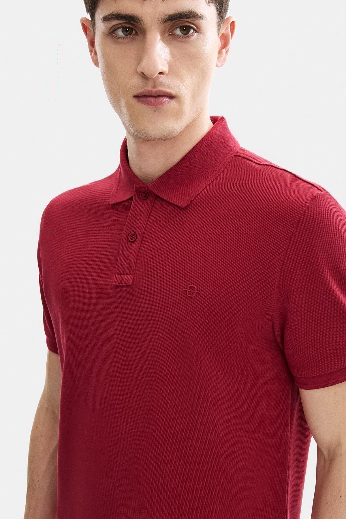 Bordo Regular Fit Örme Polo Yaka Tişört